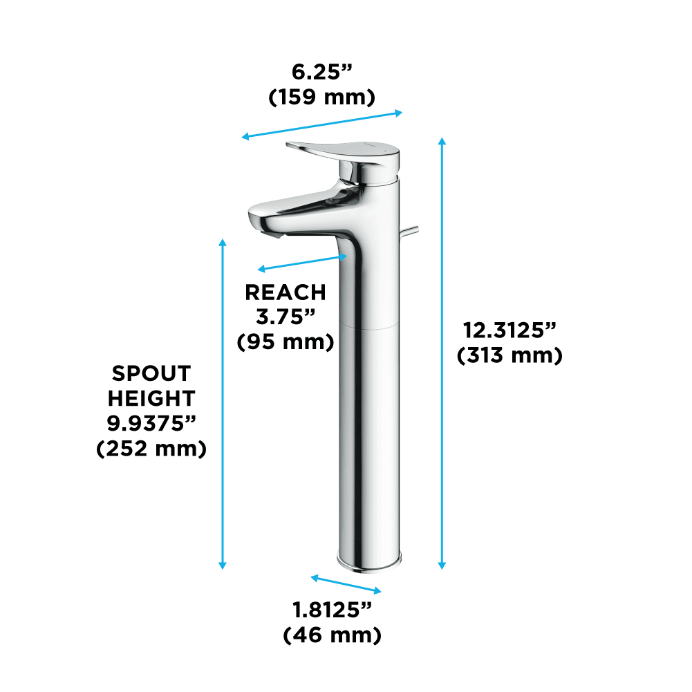 TOTO® LF Series 1.2 gpm Single Handle Bathroom Faucet for Vessel Sink with Drain Assembly – Polished Chrome – –