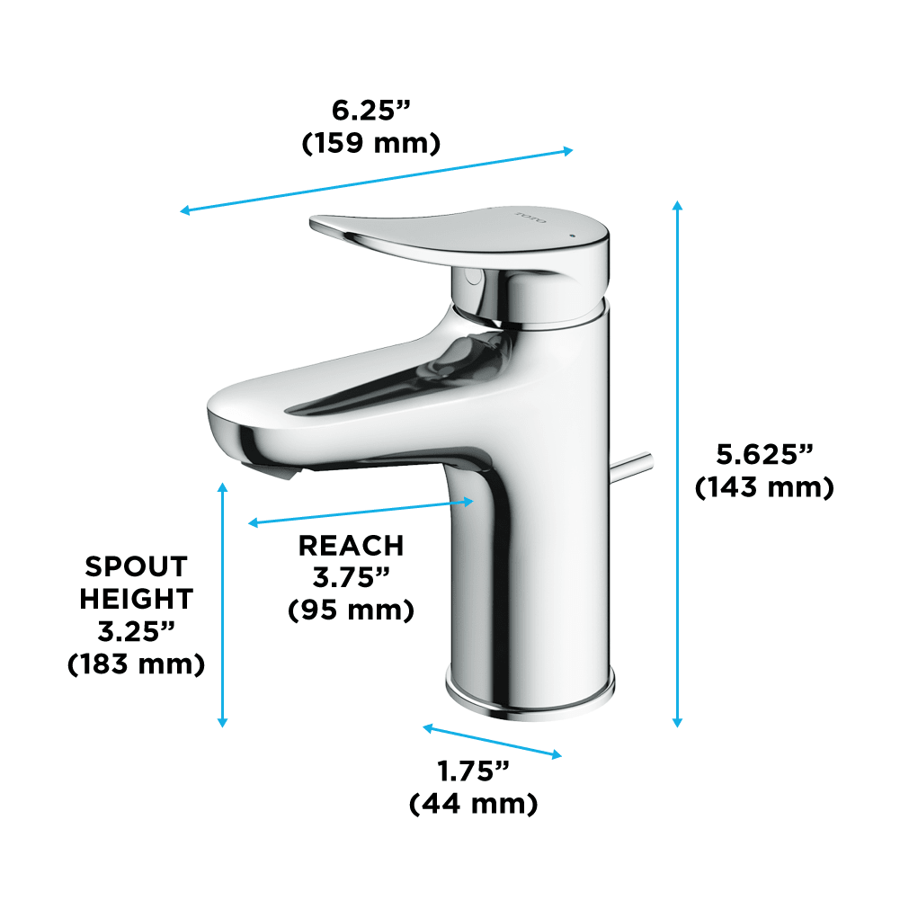TOTO® LF Series 1.2 gpm Single Handle Bathroom Sink Faucet with Drain Assembly – Polished Chrome – –