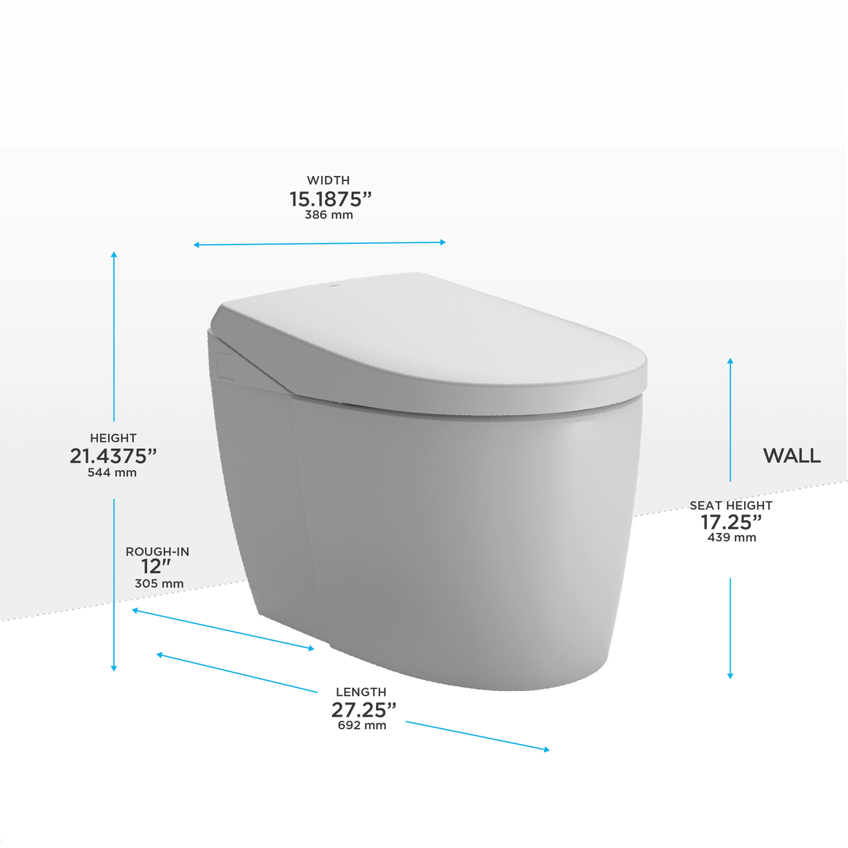 TOTO® Neorest® AS Dual Flush 1.0 or 0.8 gpf Toilet with Integrated Bidet Seat and Ewater+ – Elongated – Cotton White –