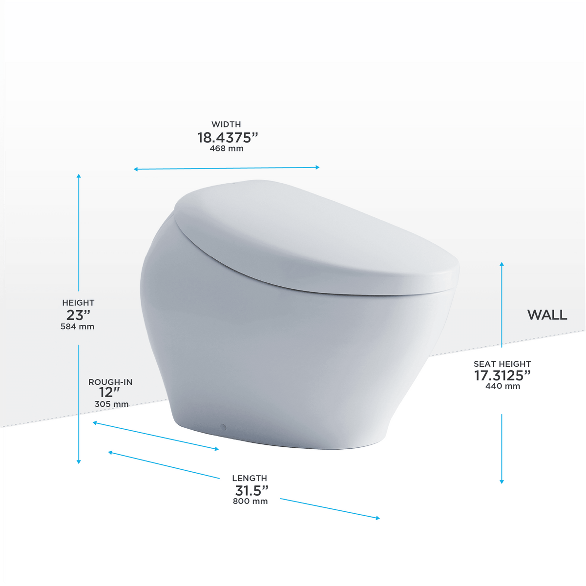 TOTO® Neorest® NX1 Dual Flush 1.0 or 0.8 gpf Toilet with Integrated Bidet Seat – Elongated – Cotton White –