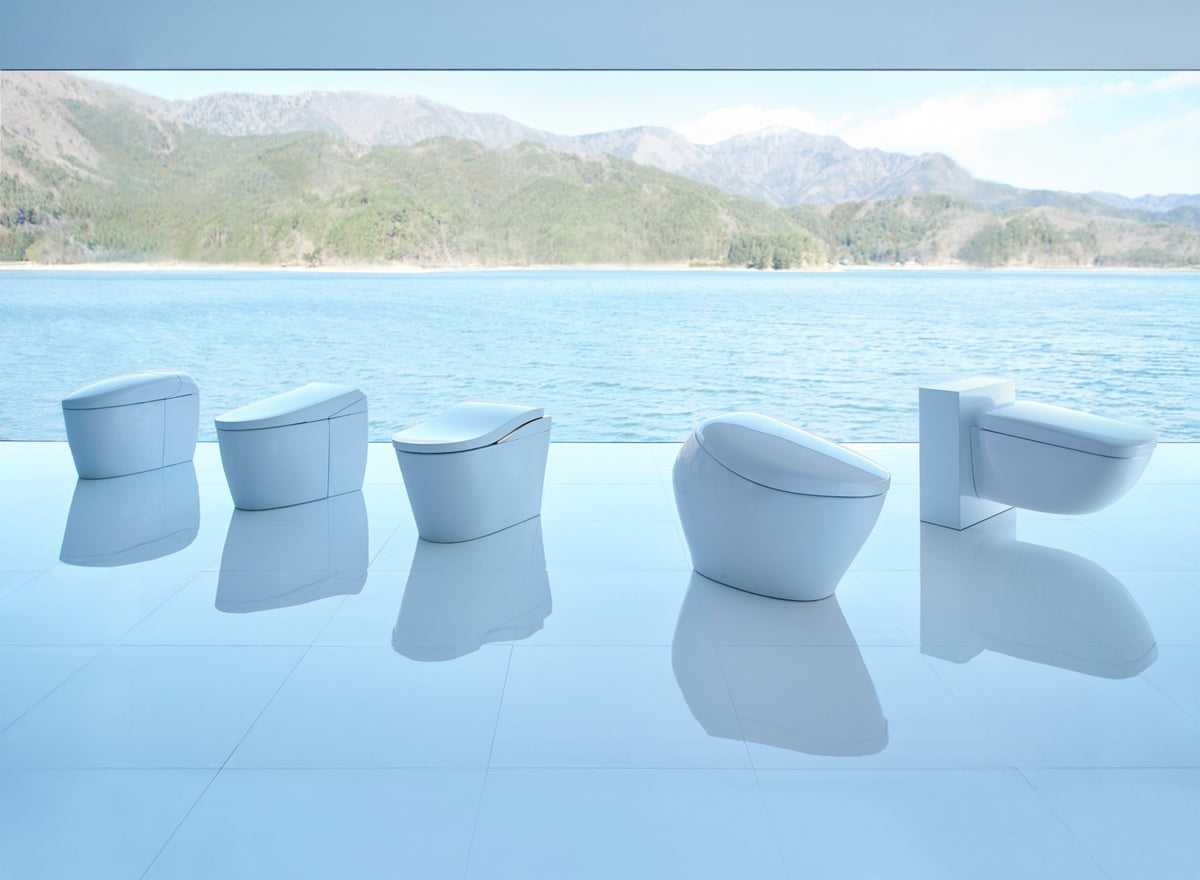 TOTO® Neorest® WX2™ Dual Flush 1.2 or 0.8 gpf Wall-Hung Toilet with Integrated Bidet Seat and Actilight® – Cotton White – –