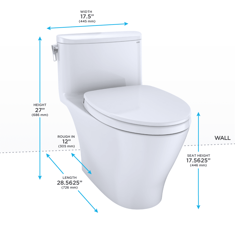 TOTO® Nexus® 1G® One-Piece Elongated 1.0 gpf Universal Height Toilet with CeFIONtect® and Softclose® Seat – Elongated – Cotton White –