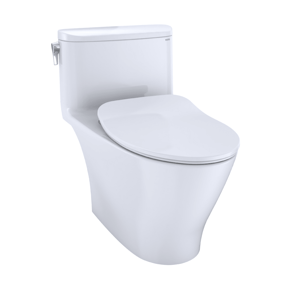 TOTO® Nexus® One-Piece Elongated 1.28 gpf Universal Height Toilet with CeFIONtect® and Softclose® Seat – Elongated – Cotton White –