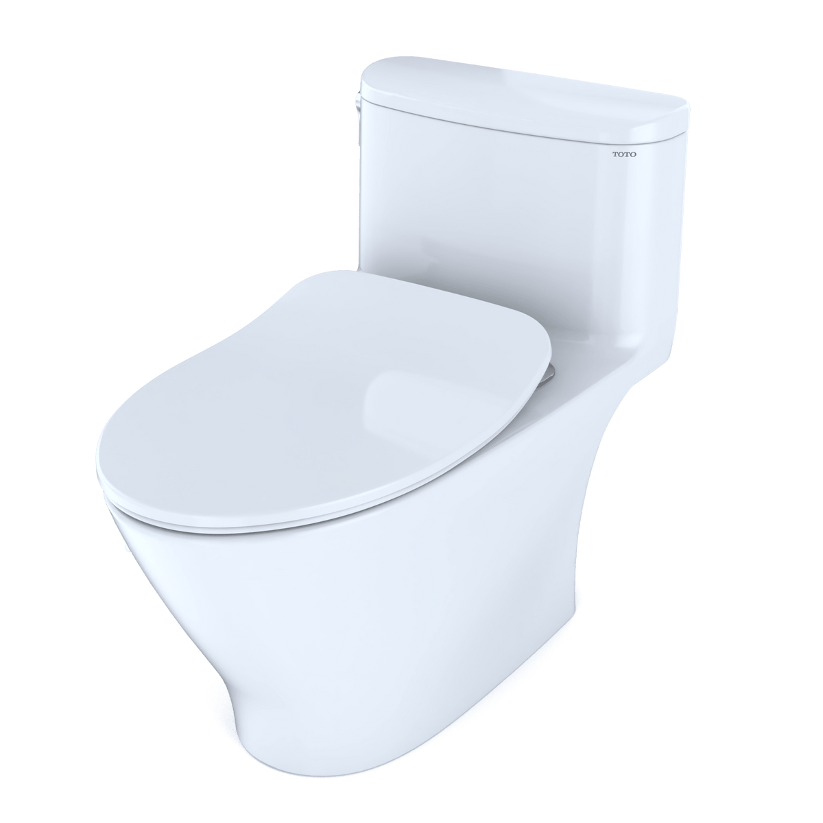 TOTO® Nexus® One-Piece Elongated 1.28 gpf Universal Height Toilet with CeFIONtect® and Softclose® Seat – Elongated – Cotton White –