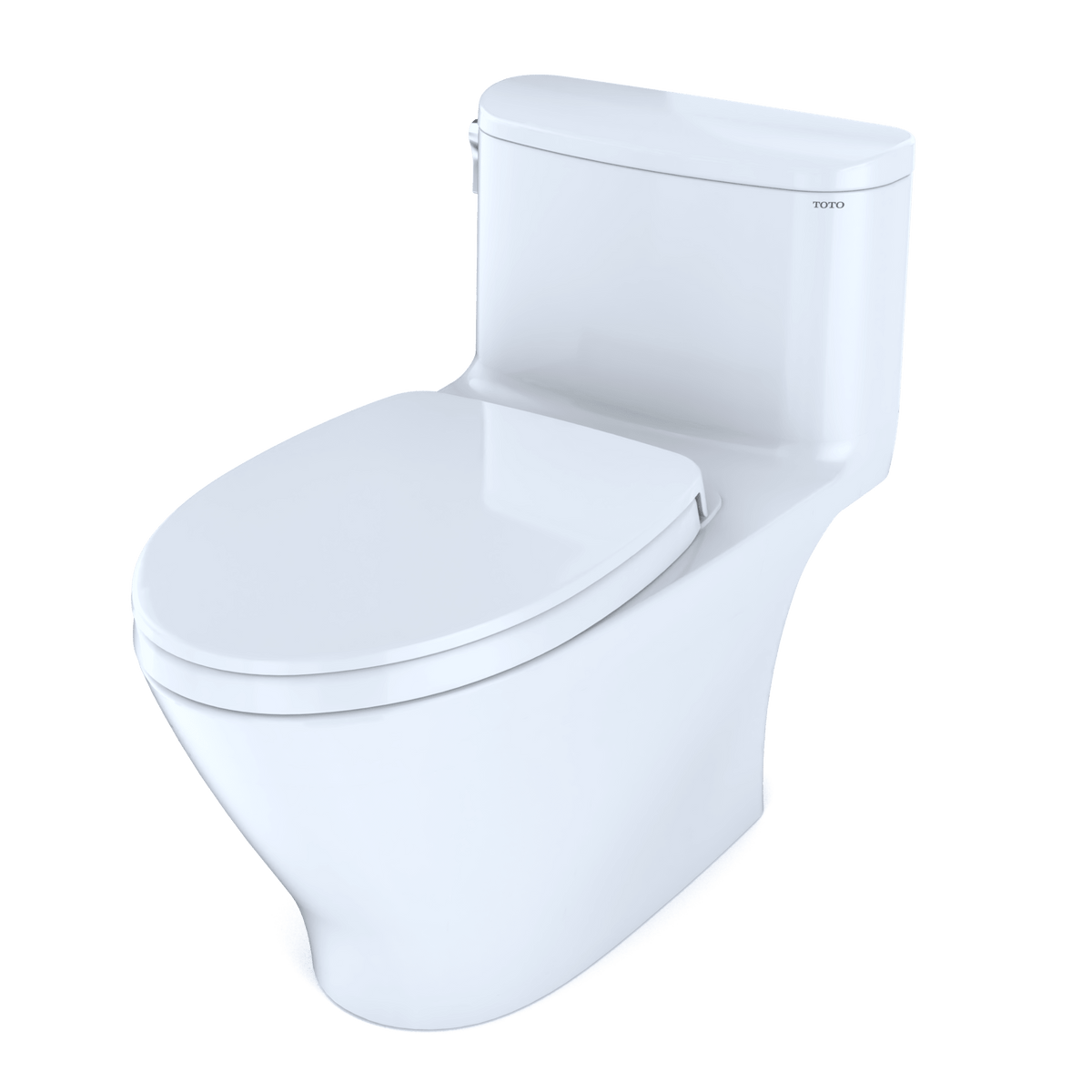 TOTO® Nexus® One-Piece Elongated 1.28 gpf Universal Height Toilet with CeFIONtect® and Softclose® Seat – Elongated – Cotton White –