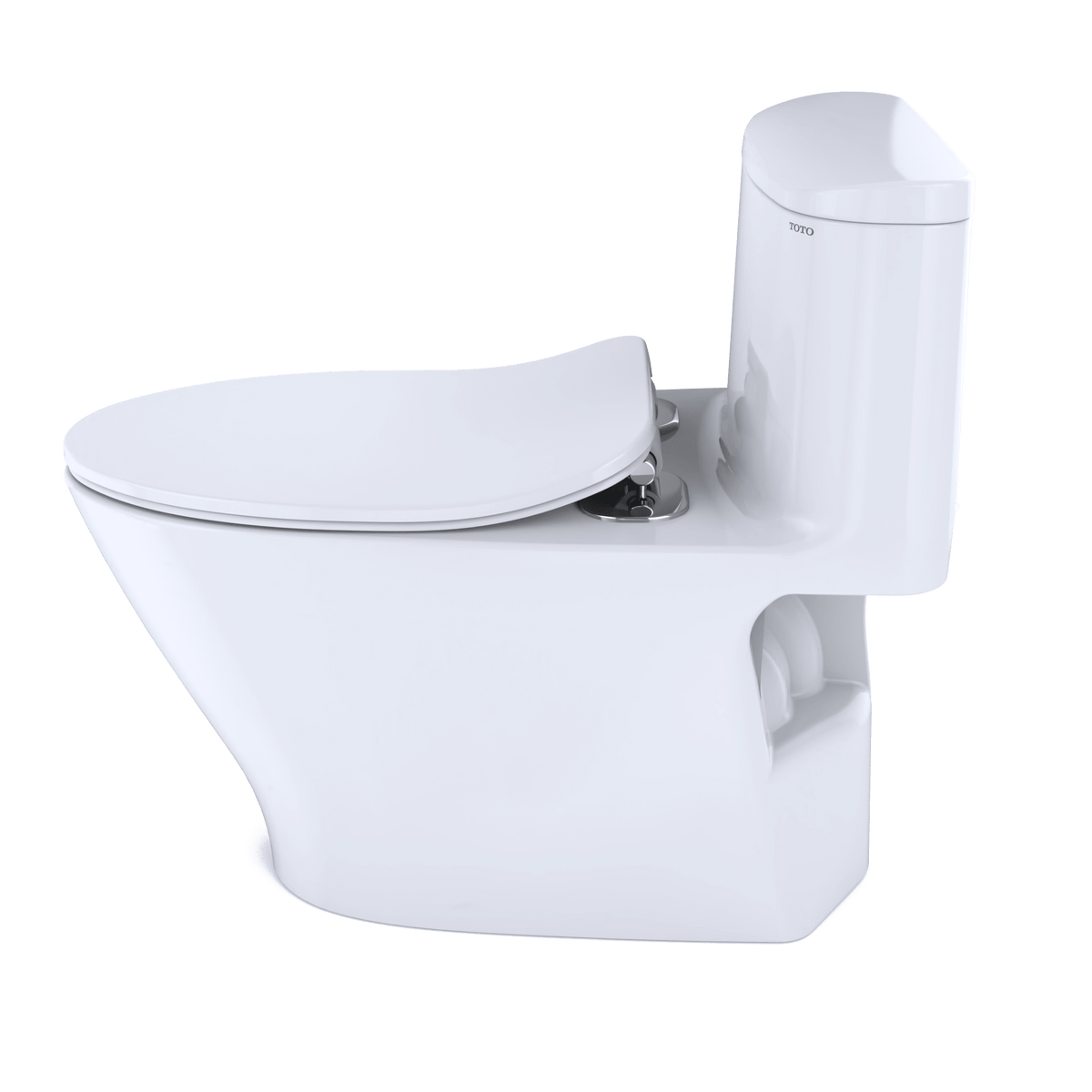 TOTO® Nexus® One-Piece Elongated 1.28 gpf Universal Height Toilet with CeFIONtect® and Softclose® Seat – Elongated – Cotton White –
