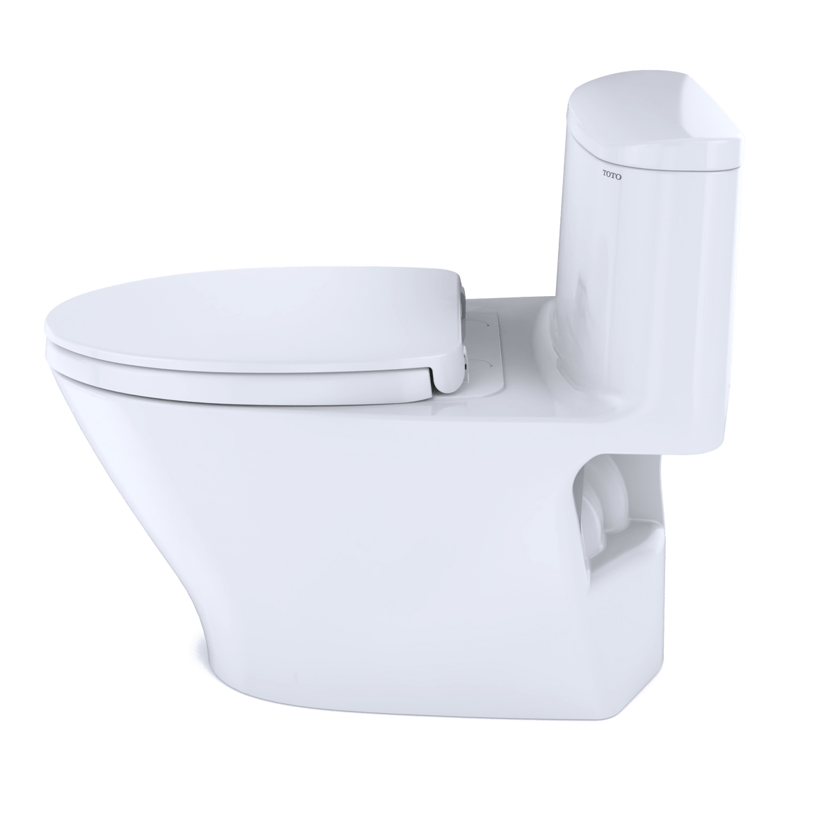 TOTO® Nexus® One-Piece Elongated 1.28 gpf Universal Height Toilet with CeFIONtect® and Softclose® Seat – Elongated – Cotton White –