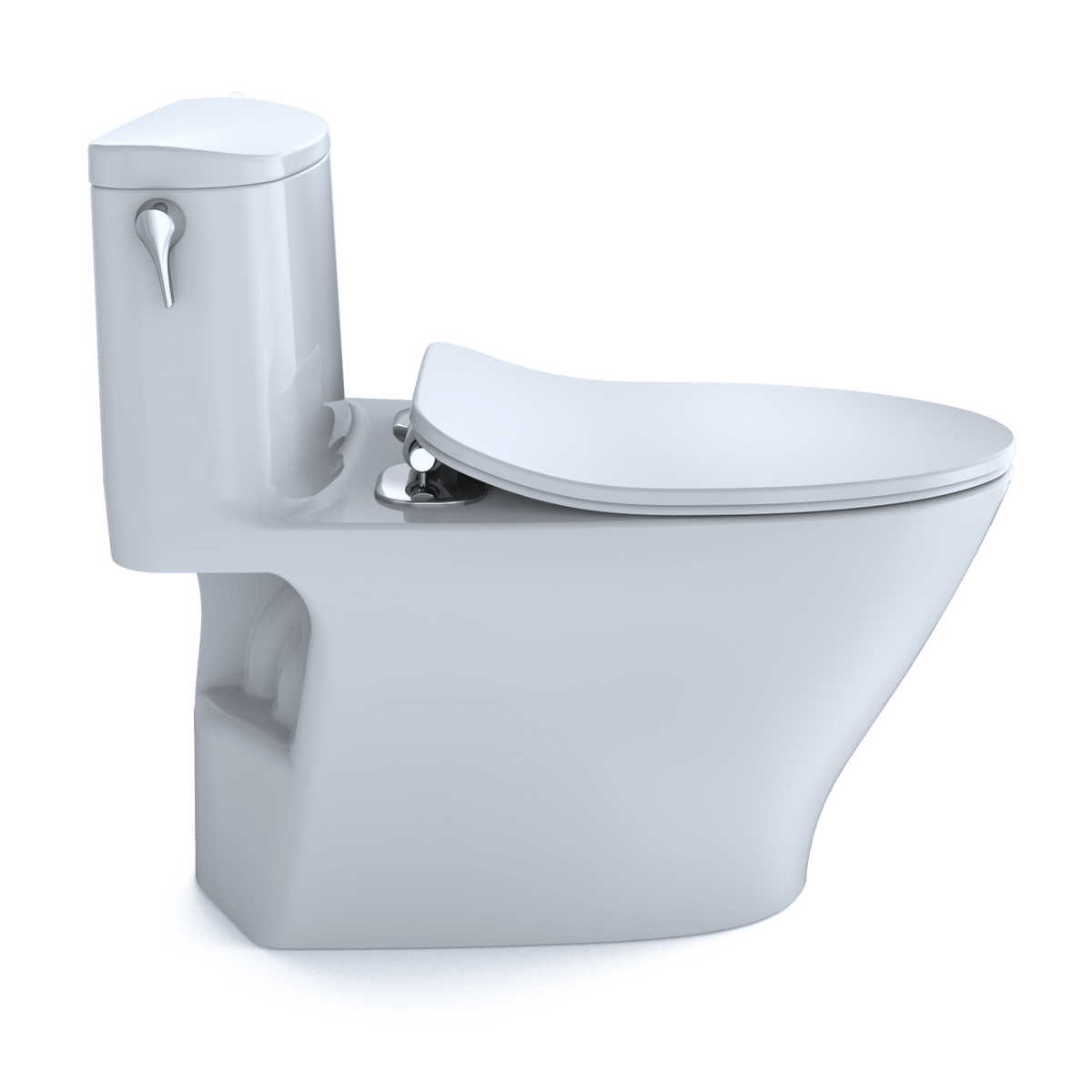 TOTO® Nexus® One-Piece Elongated 1.28 gpf Universal Height Toilet with CeFIONtect® and Softclose® Seat – Elongated – Cotton White –