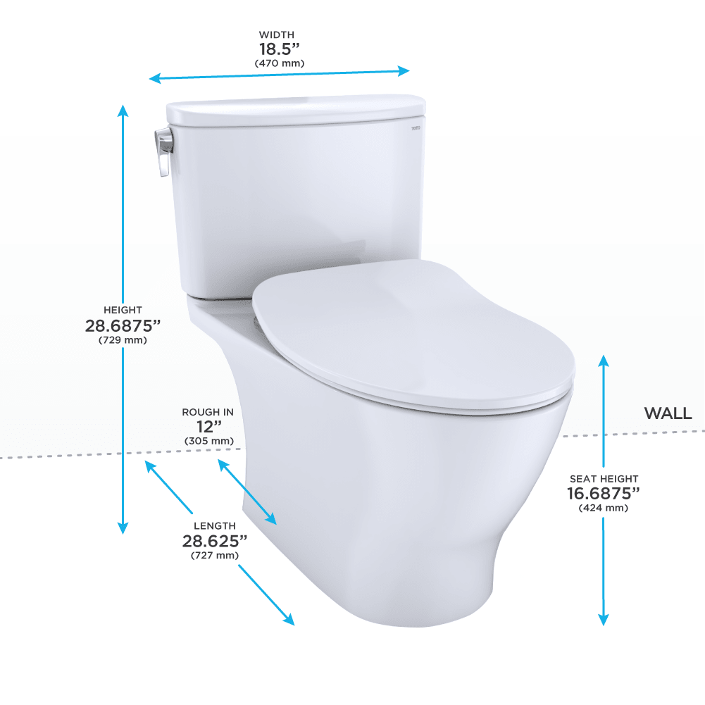 TOTO® Nexus® Two-Piece Elongated 1.28 gpf Universal Height Toilet with CeFIONtect® and Softclose® Seat – Elongated – Cotton White –