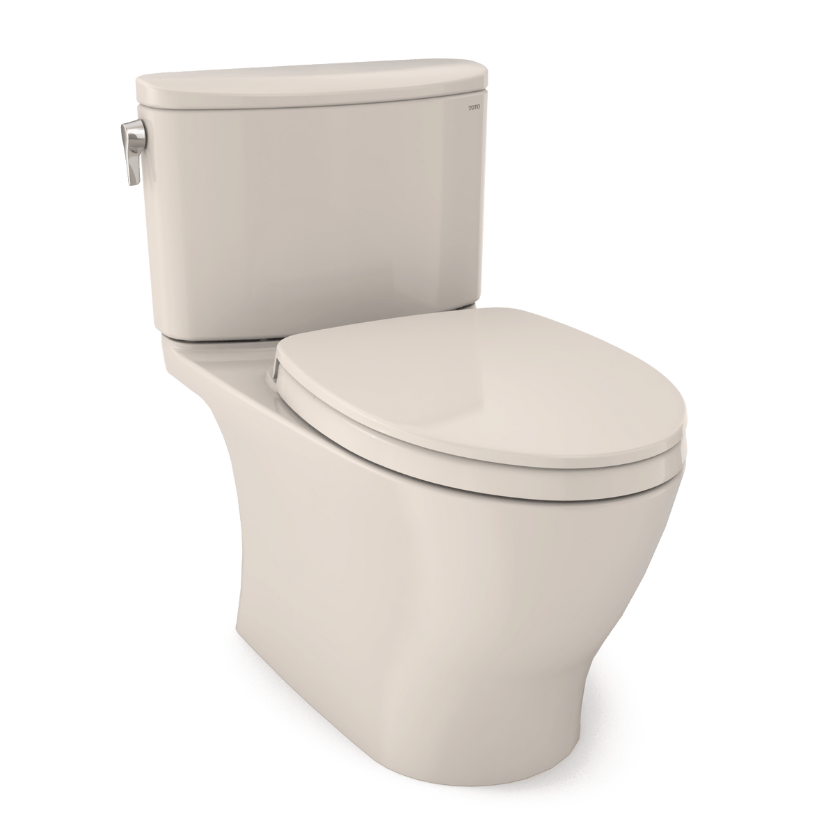 TOTO® Nexus® Two-Piece Elongated 1.28 gpf Universal Height Toilet with CeFIONtect® and Softclose® Seat – Elongated – Sedona Beige –