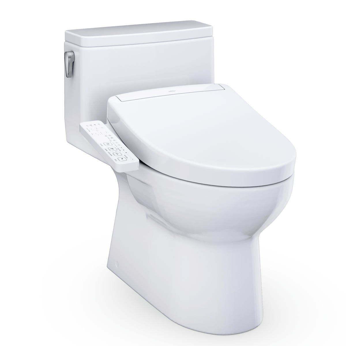 TOTO® Redington™ 1G® WASHLET®+ S2 One-Piece Elongated 1.0 GPF Universal Height Toilet with CEFIONTECT® – Elongated – Cotton White –