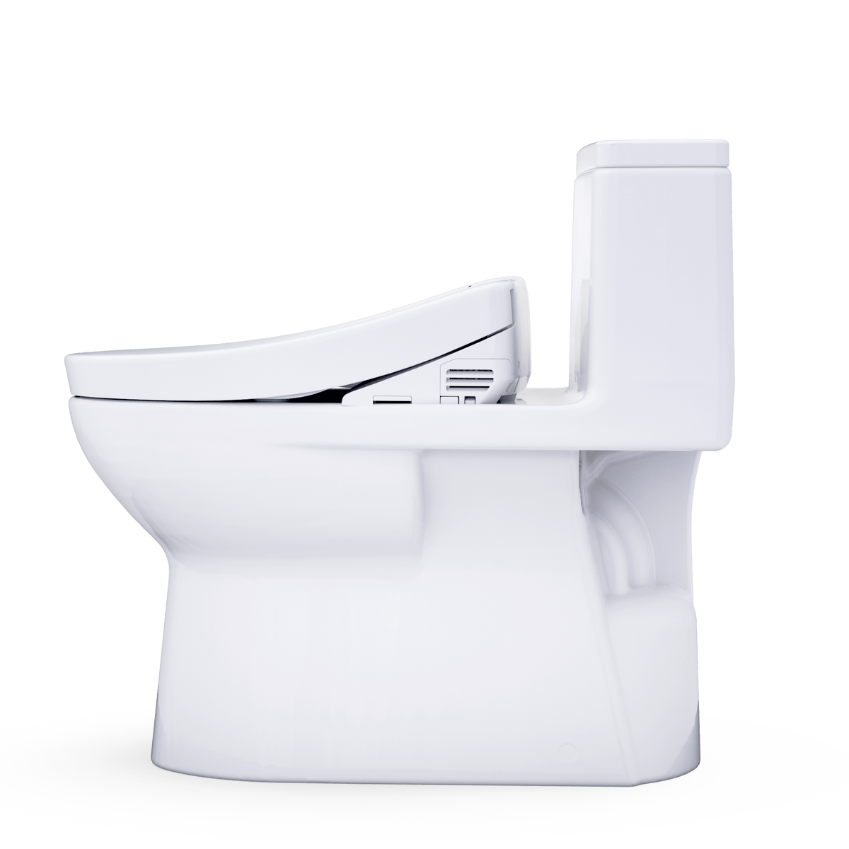 TOTO® Redington™ 1G® WASHLET®+ S2 One-Piece Elongated 1.0 GPF Universal Height Toilet with CEFIONTECT® – Elongated – Cotton White –