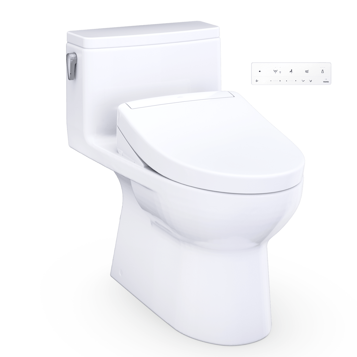 TOTO® Redington™ 1G® WASHLET®+ S5 One-Piece Elongated 1.0 GPF Universal Height Toilet with CEFIONTECT® – Elongated – Cotton White –