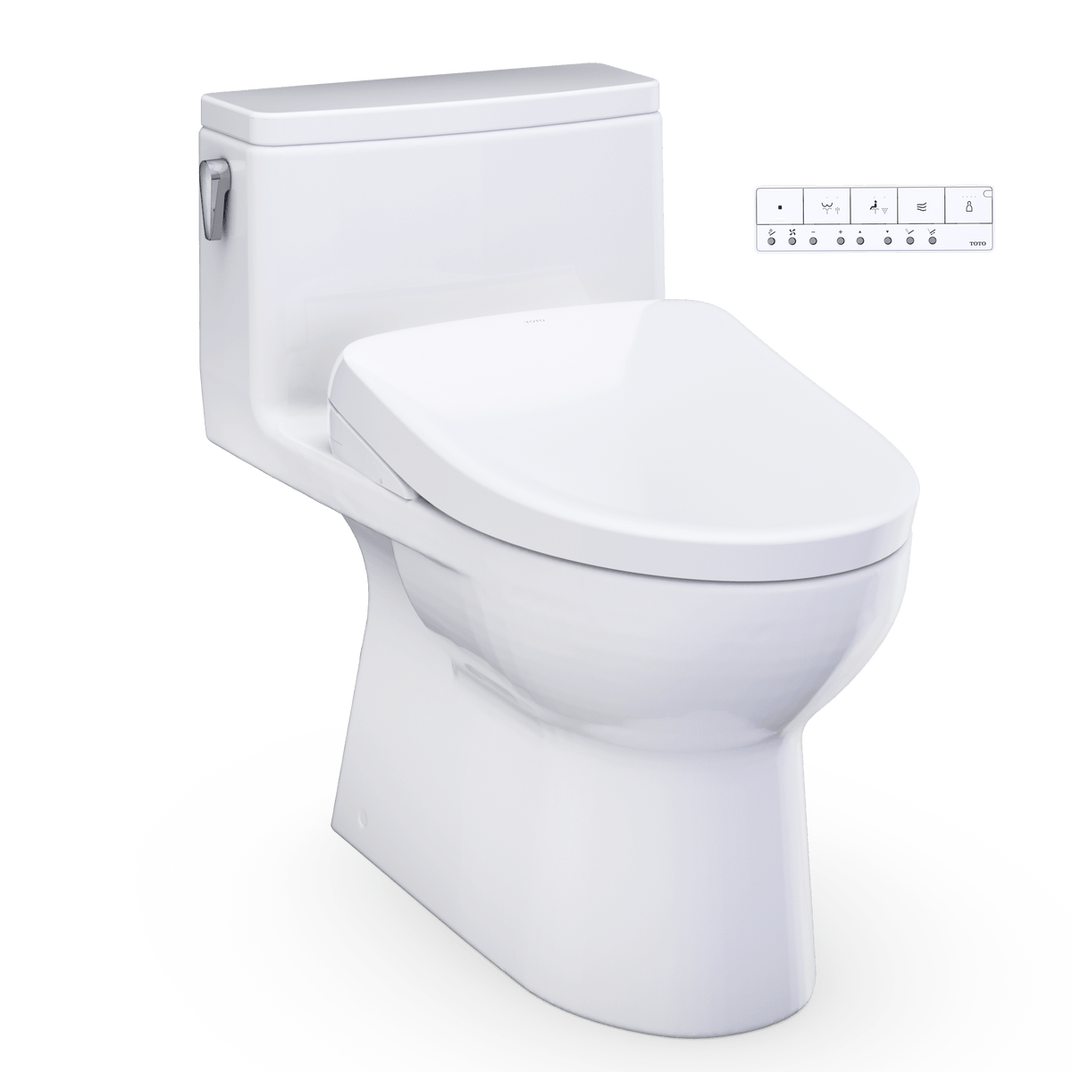 TOTO® Redington™ 1G® WASHLET®+ S7A One-Piece Elongated 1.0 GPF Auto Flush Universal Height Toilet with CEFIONTECT® – Elongated – Cotton White –