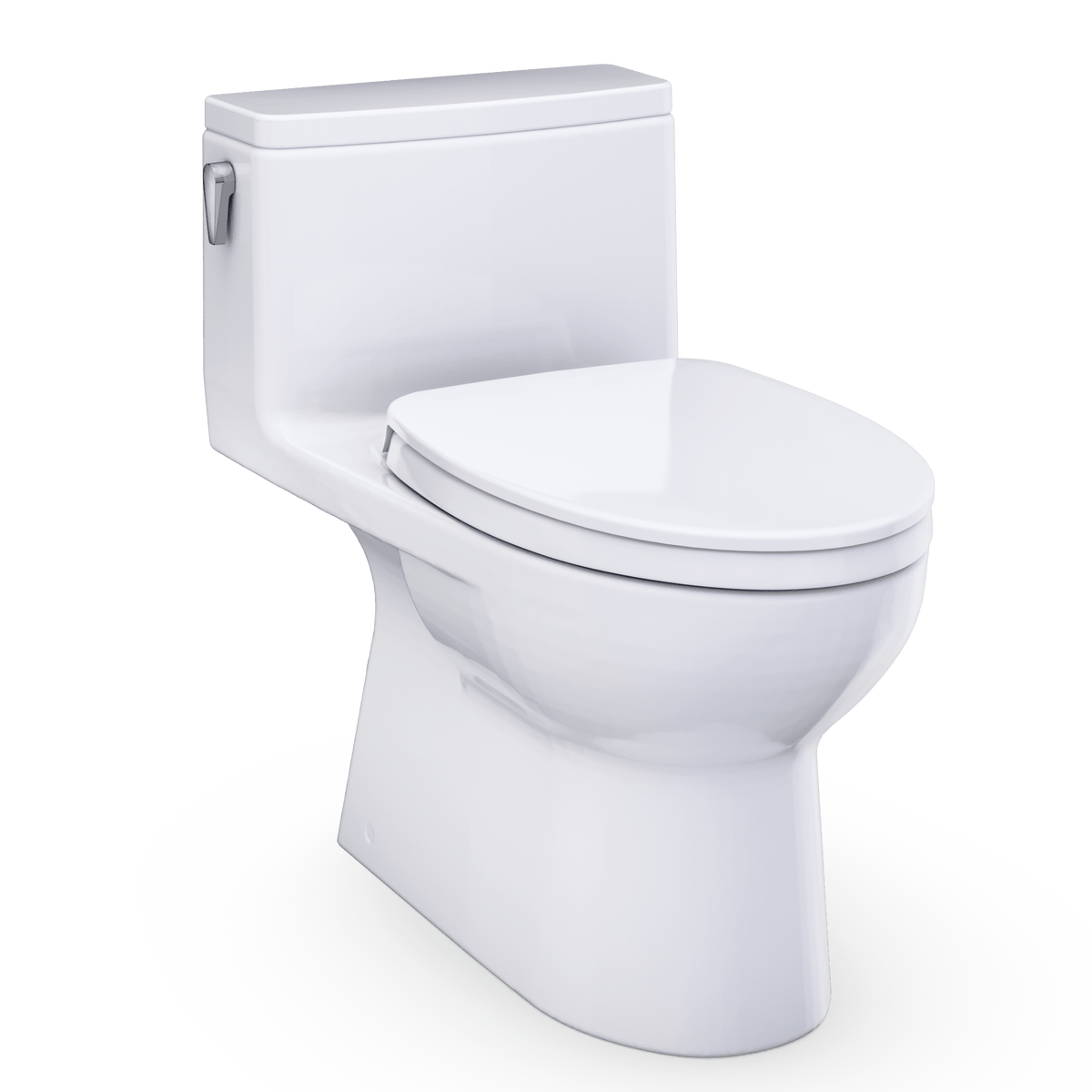 TOTO® Redington™ One-Piece Elongated 1.28 GPF WASHLET®+ and Auto Flush Ready Universal Height Toilet with CEFIONTECT® and SS124 SoftClose® Seat – Elongated – Cotton White –