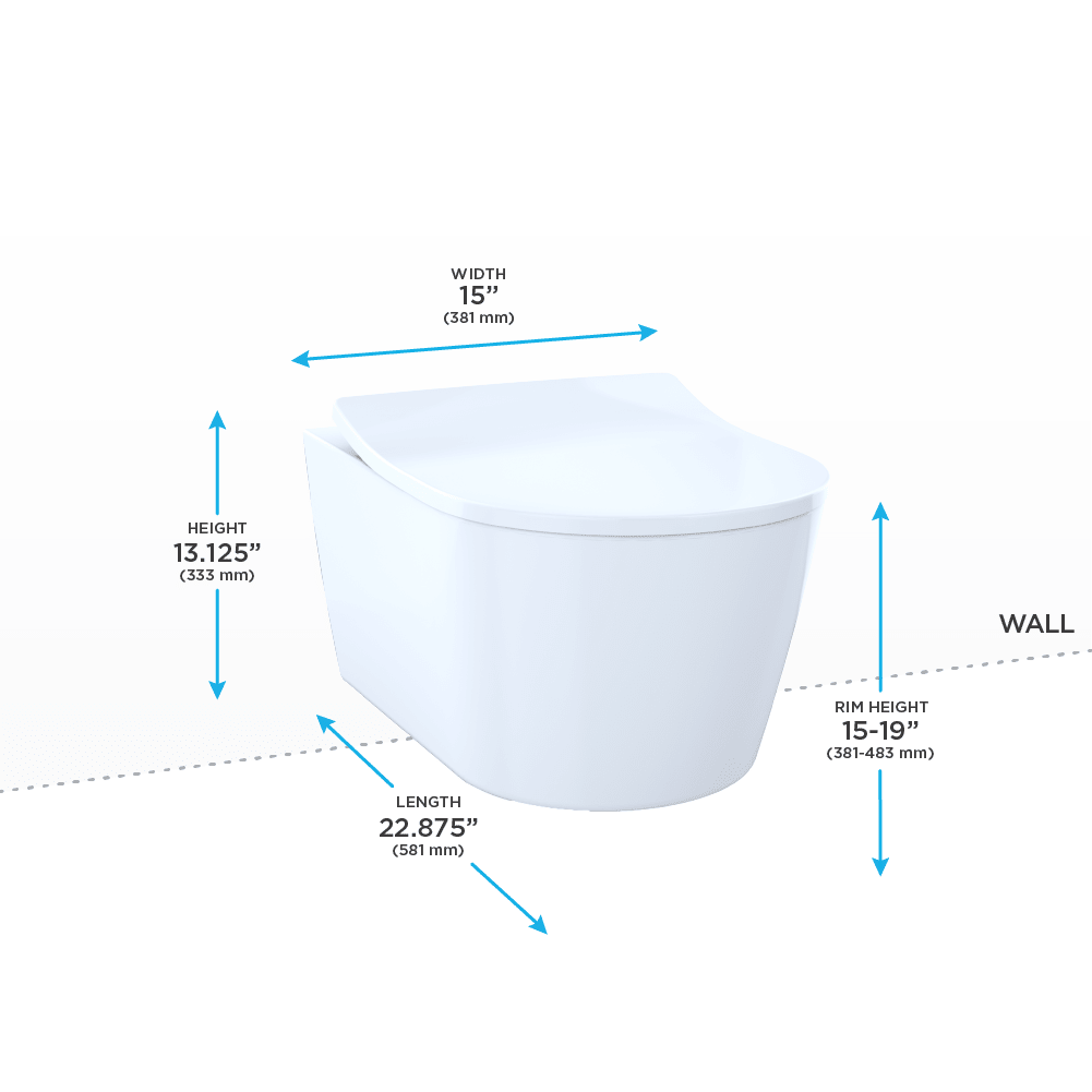 TOTO® RP Wall-Hung D-Shape Toilet and Duofit® In-Wall 1.28 and 0.9 gpf Dual-Flush Tank System with Copper Supply – D-shape – Matte White –