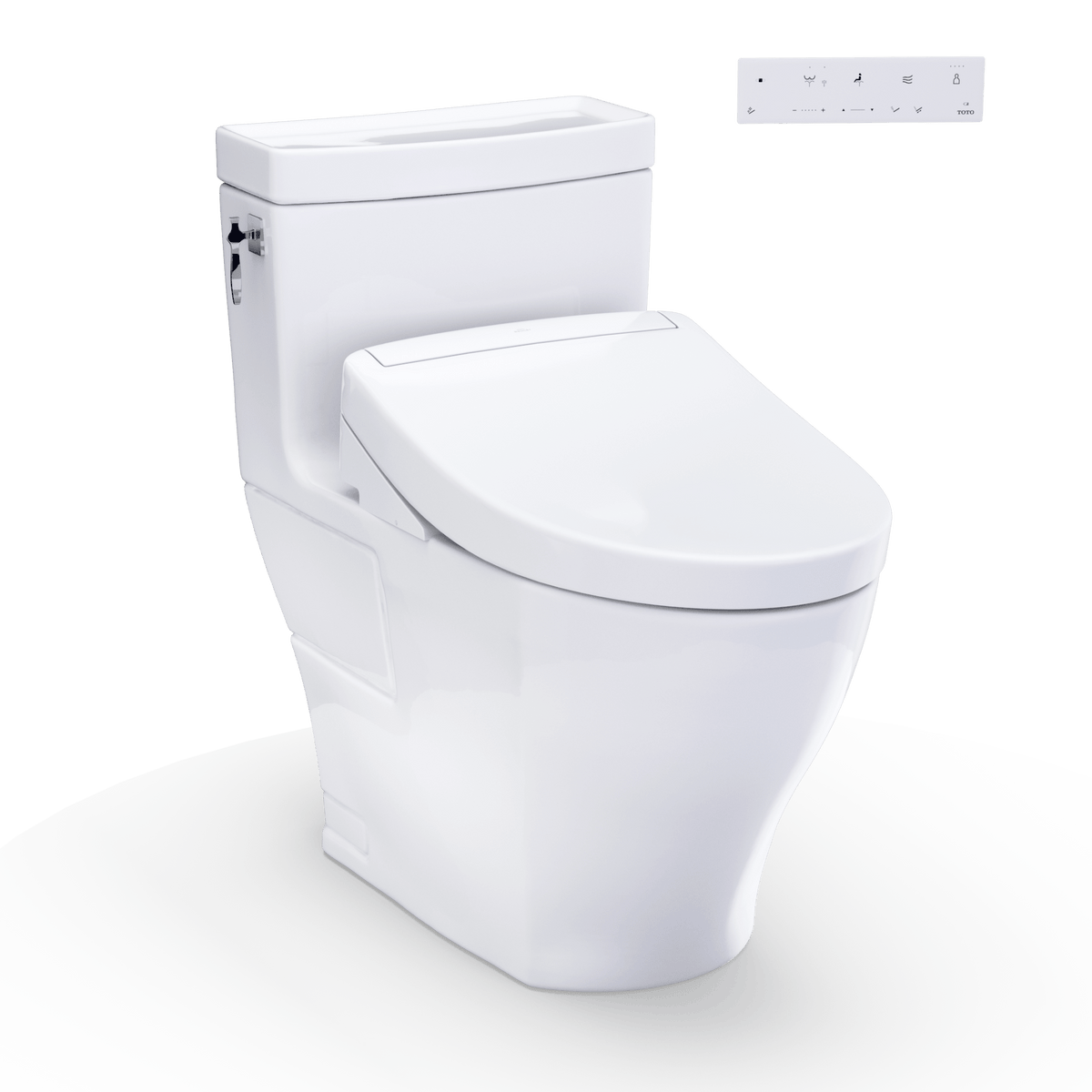 TOTO® Washlet+® Aimes One-Piece Elongated 1.28 gpf Toilet and Washlet S5 Bidet Seat – Elongated – Cotton White –