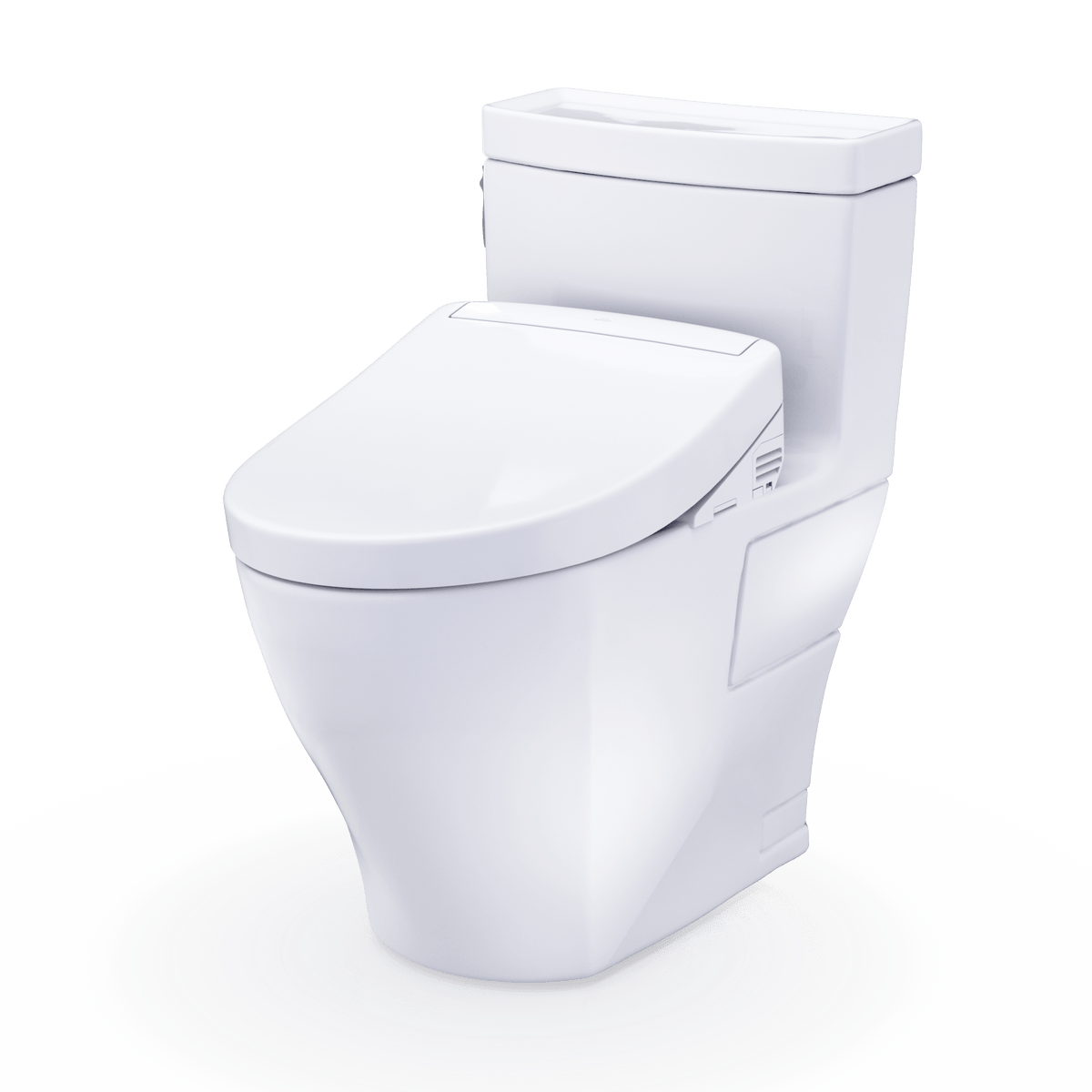 TOTO® Washlet+® Aimes One-Piece Elongated 1.28 gpf Toilet and Washlet S5 Bidet Seat – Elongated – Cotton White –