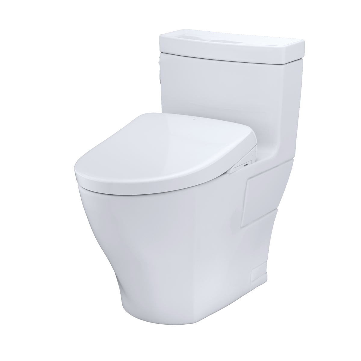 TOTO® Washlet®+ Aimes® One-Piece Elongated 1.28 gpf Toilet with Auto Flush S7A Contemporary Bidet Seat – Elongated – Cotton White –