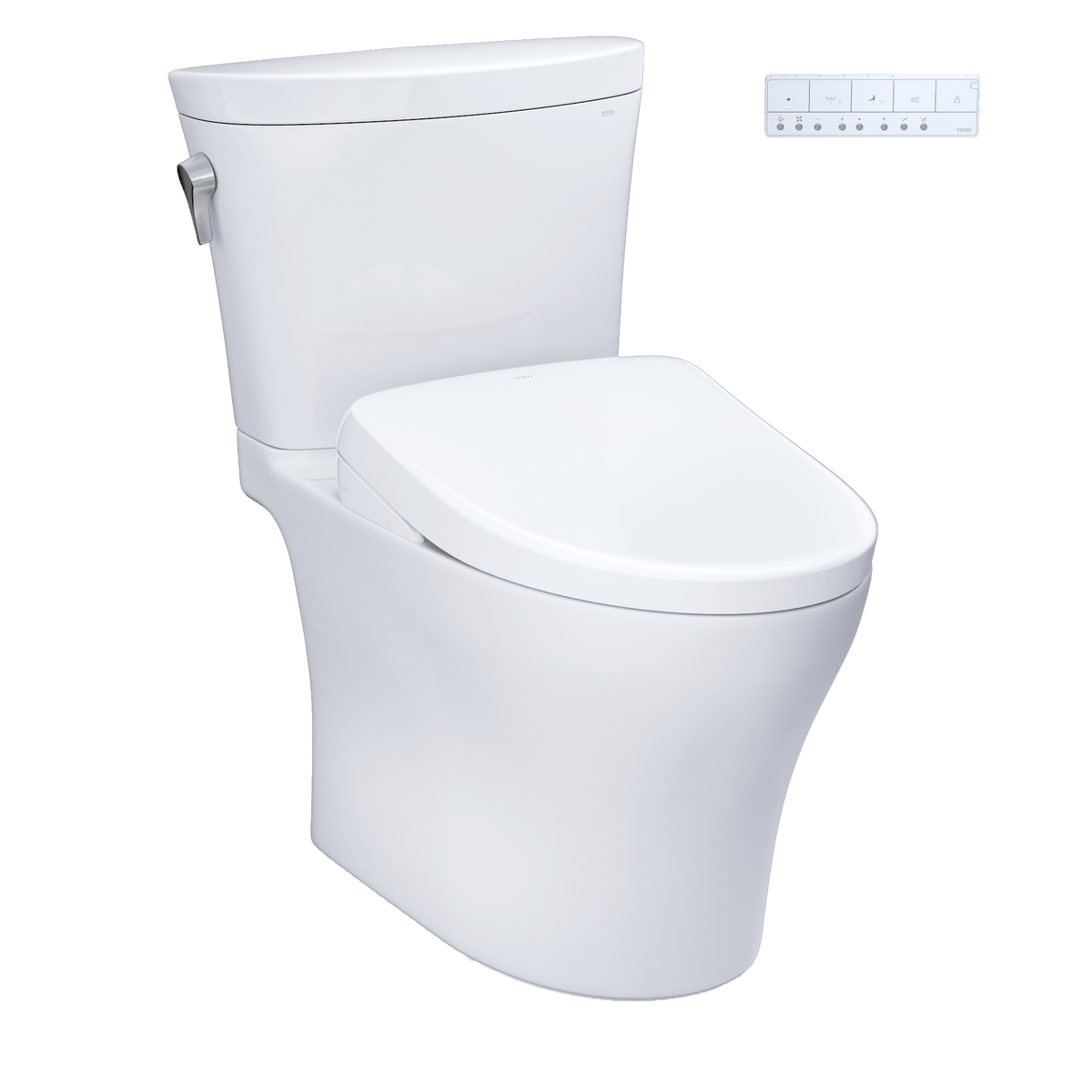 TOTO® Washlet®+ Aquia IV® Arc Two-Piece Elongated Dual Flush 1.28 and 0.9 gpf Toilet with Auto Flush S7 Contemporary Bidet Seat – Elongated – Cotton White –