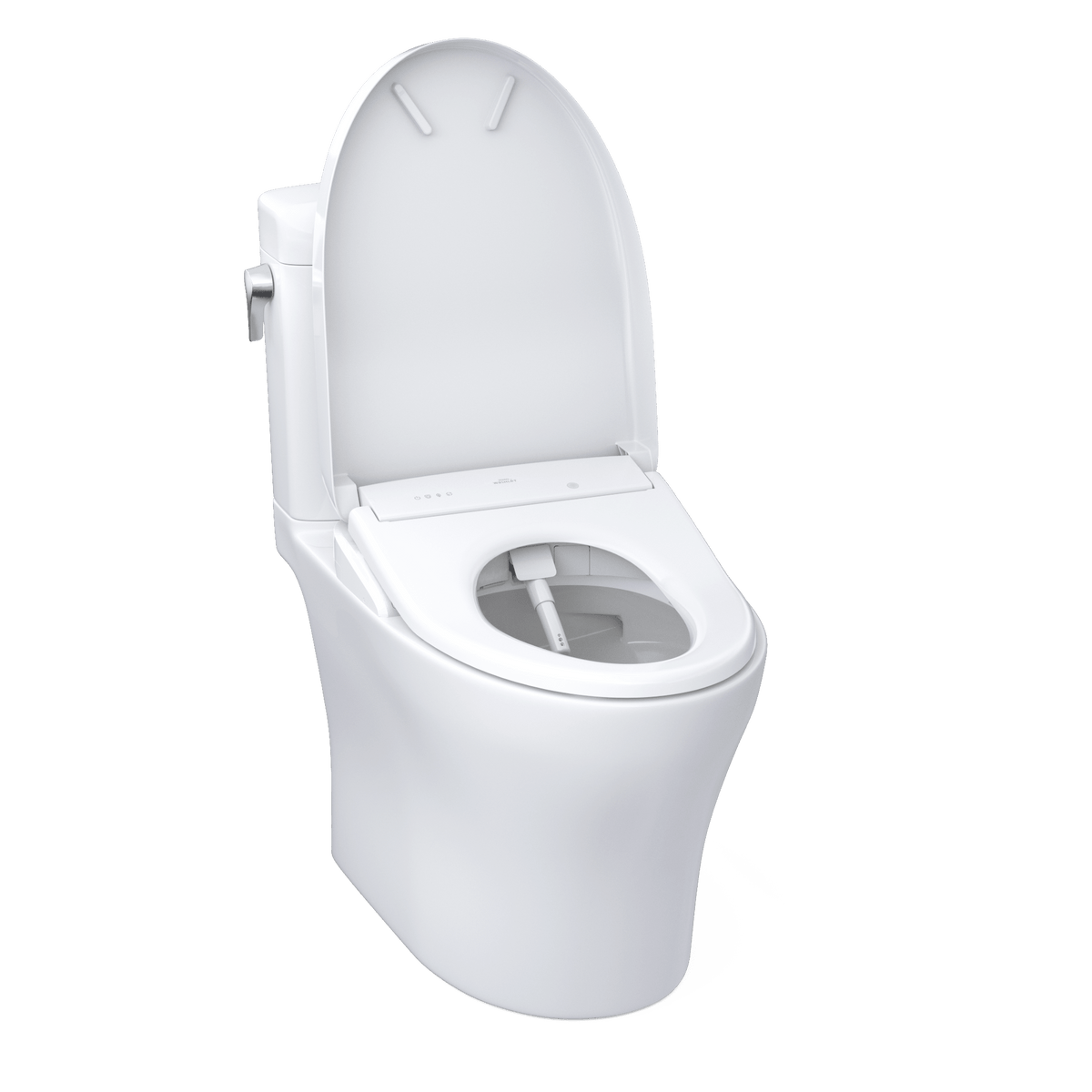TOTO® Washlet®+ Aquia IV® Cube Two-Piece Elongated Dual Flush 1.28 and 0.9 gpf Toilet with Auto Flush S7 Contemporary Bidet Seat – Elongated – Cotton White –