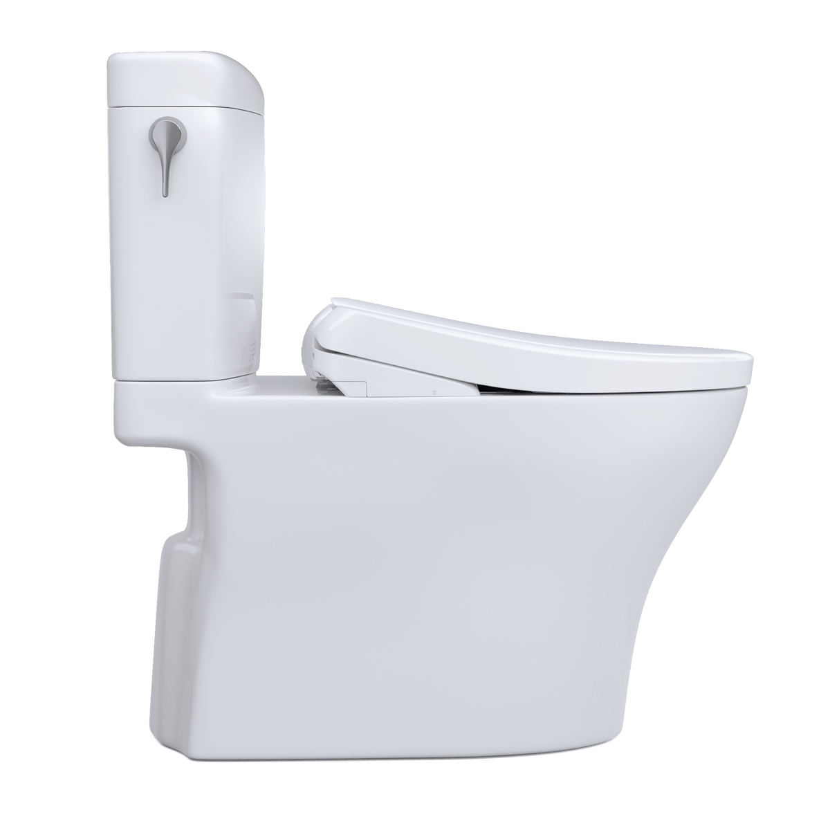 TOTO® Washlet®+ Aquia IV® Cube Two-Piece Elongated Dual Flush 1.28 and 0.9 gpf Toilet with Auto Flush S7 Contemporary Bidet Seat – Elongated – Cotton White –
