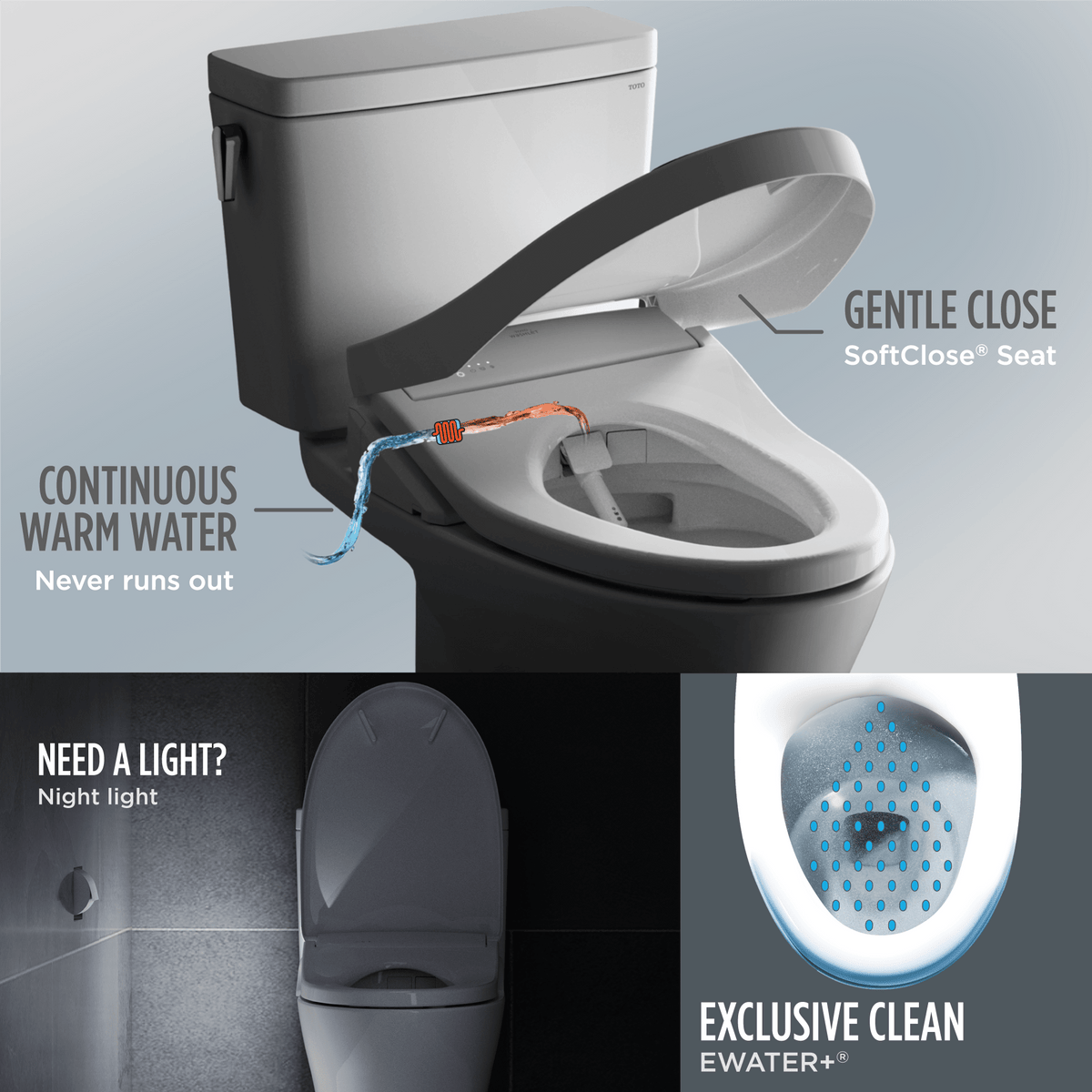 TOTO® Washlet®+ Aquia IV® Cube Two-Piece Elongated Dual Flush 1.28 and 0.9 gpf Toilet with S7 Contemporary Bidet Seat – Elongated – Cotton White –