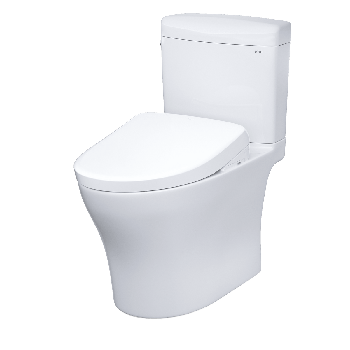 TOTO® Washlet®+ Aquia IV® Cube Two-Piece Elongated Dual Flush 1.28 and 0.9 gpf Toilet with S7A Contemporary Bidet Seat – Elongated – Cotton White –