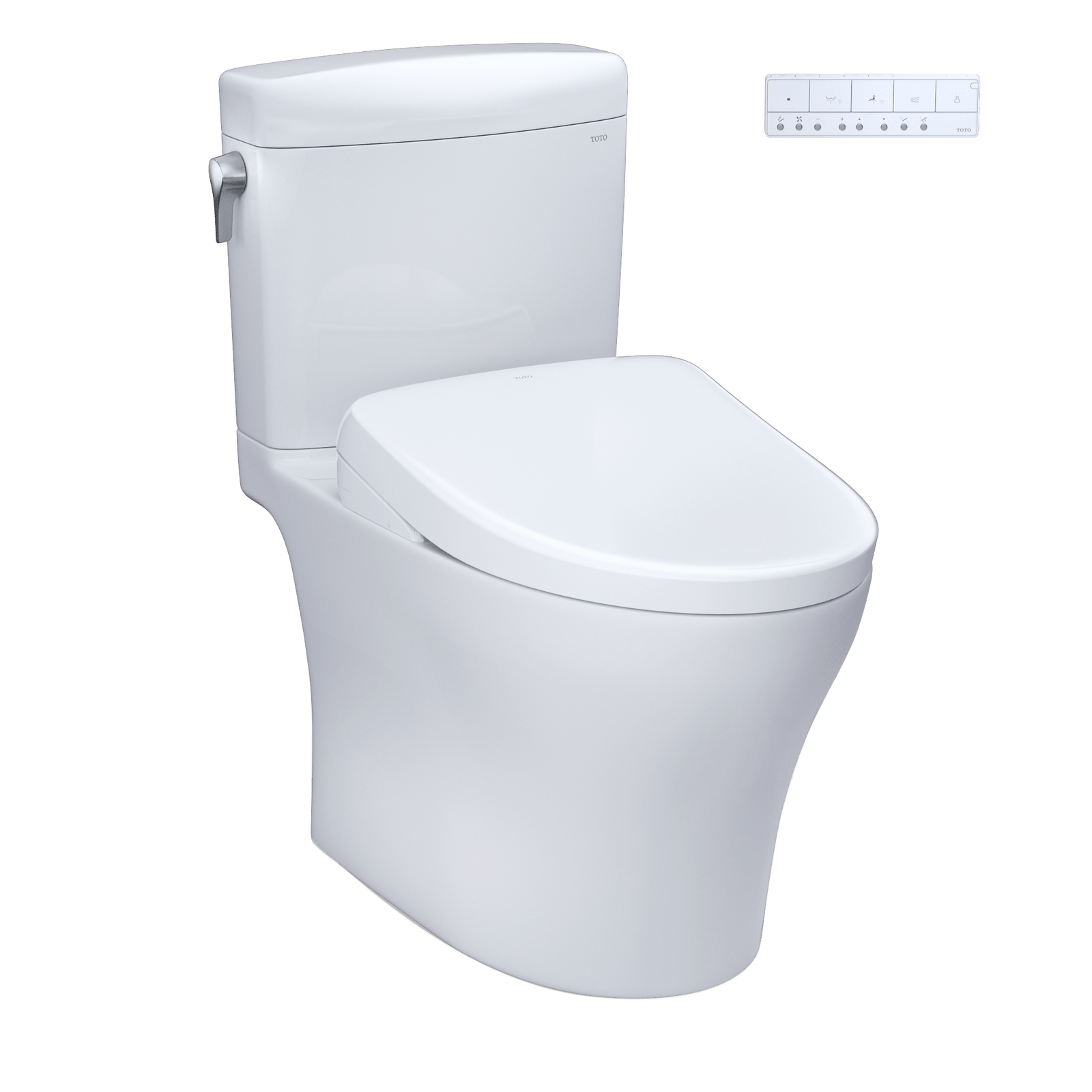 TOTO® Washlet®+ Aquia IV® Cube Two-Piece Elongated Dual Flush 1.28 and 0.9 gpf Toilet with S7A Contemporary Bidet Seat – Elongated – Cotton White –