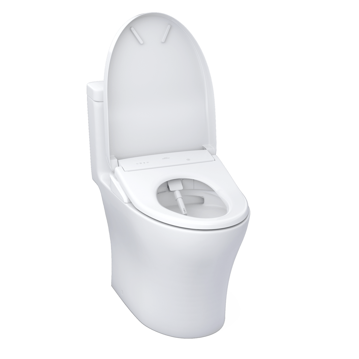 TOTO® Washlet®+ Aquia® IV One-Piece Elongated Dual Flush 1.28 and 0.9 gpf Toilet with Auto Flush S7A Contemporary Bidet Seat – Elongated – Cotton White –