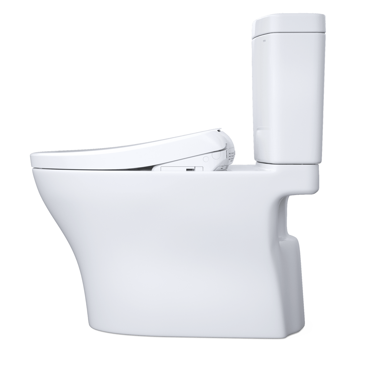 TOTO® Washlet®+ Aquia IV Two-Piece Elongated Dual Flush 1.28 and 0.9 gpf Toilet and Contemporary Washlet S7 Contemporary Bidet Seat – Elongated – Cotton White –