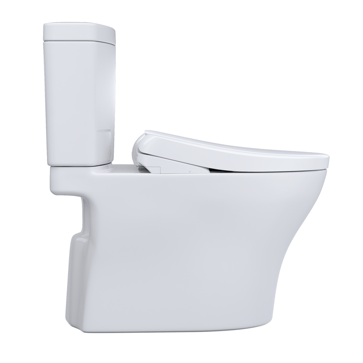 TOTO® Washlet®+ Aquia IV Two-Piece Elongated Dual Flush 1.28 and 0.9 gpf Toilet and Contemporary Washlet S7A Contemporary Bidet Seat – Elongated – Cotton White –