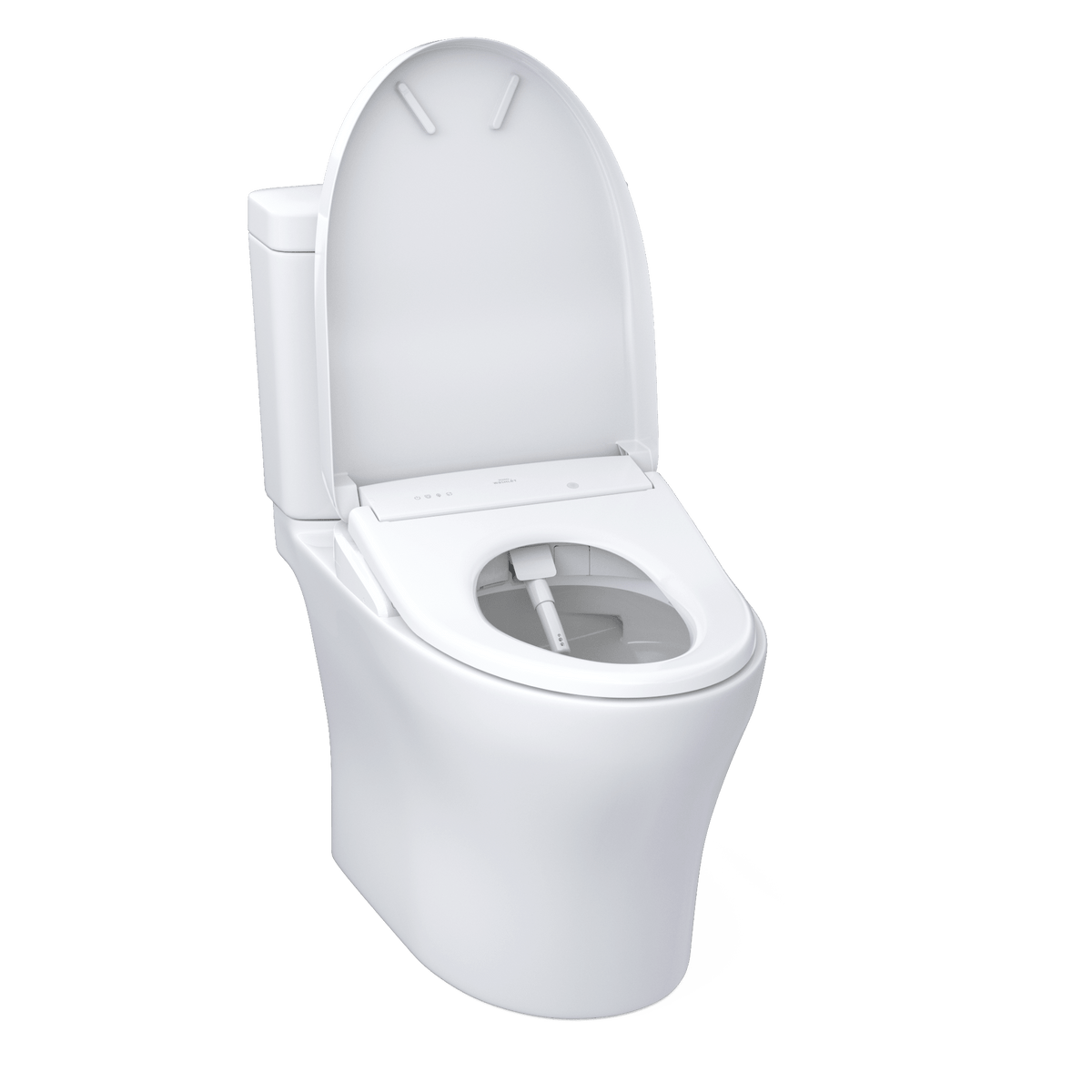 TOTO® Washlet®+ Aquia IV Two-Piece Elongated Dual Flush 1.28 and 0.9 gpf Toilet and Contemporary Washlet S7A Contemporary Bidet Seat – Elongated – Cotton White –