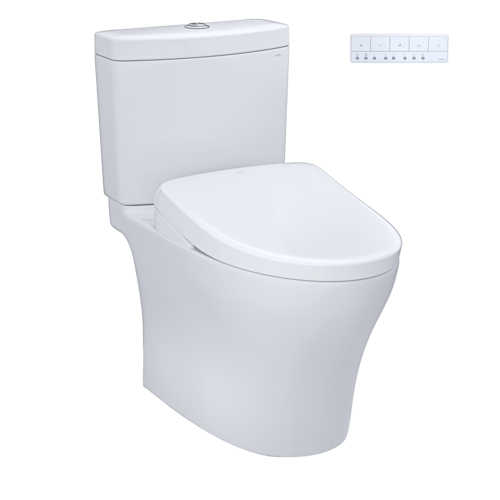 TOTO® Washlet®+ Aquia® IV Two-Piece Elongated Dual Flush 1.28 and 0.9 gpf Toilet with Auto Flush S7A Contemporary Bidet Seat – Elongated – Cotton White –