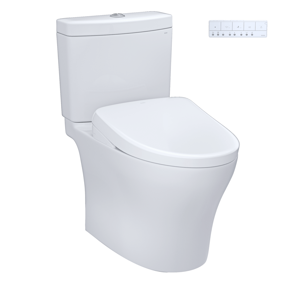 TOTO® Washlet®+ Aquia® IV Two-Piece Elongated Dual Flush 1.28 and 0.9 gpf Toilet with S7 Contemporary Bidet Seat – Elongated – Cotton White –
