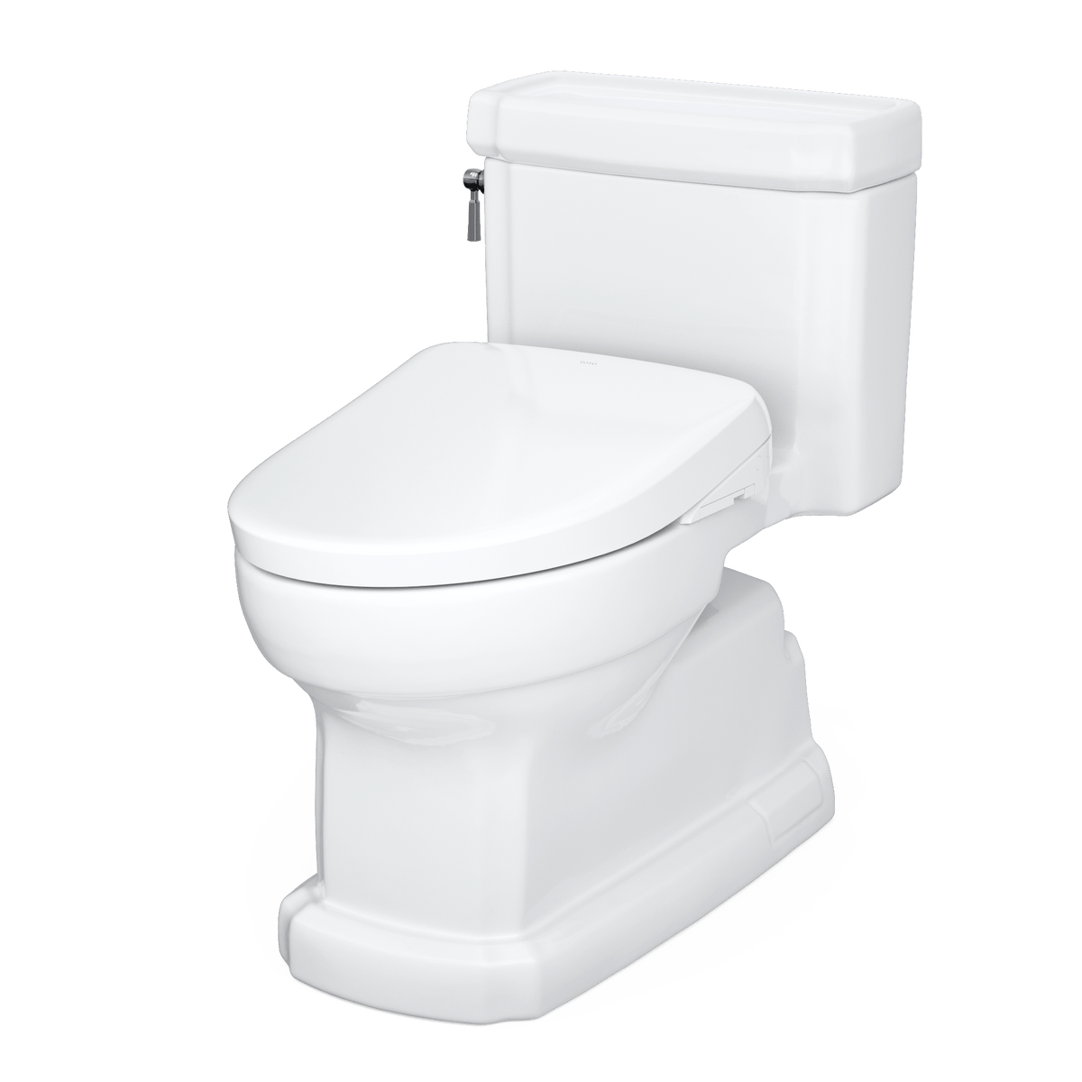 TOTO® Washlet®+ Eco Guinevere® Elongated 1.28 gpf Universal Height Toilet and S7 Classic Bidet Seat with Auto Flush – Elongated – Cotton White –