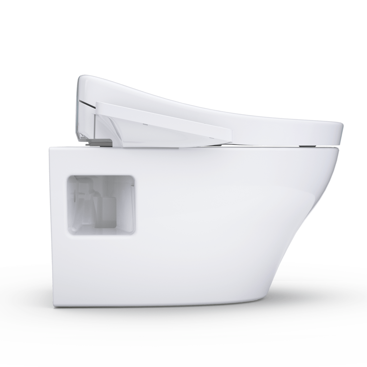 TOTO® Washlet®+ EP Wall-Hung Elongated Toilet and Washlet S2 Bidet Seat and Duofit® In-Wall 0.9 and 1.28 gpf Dual-Flush Tank System – Elongated – Matte Silver –