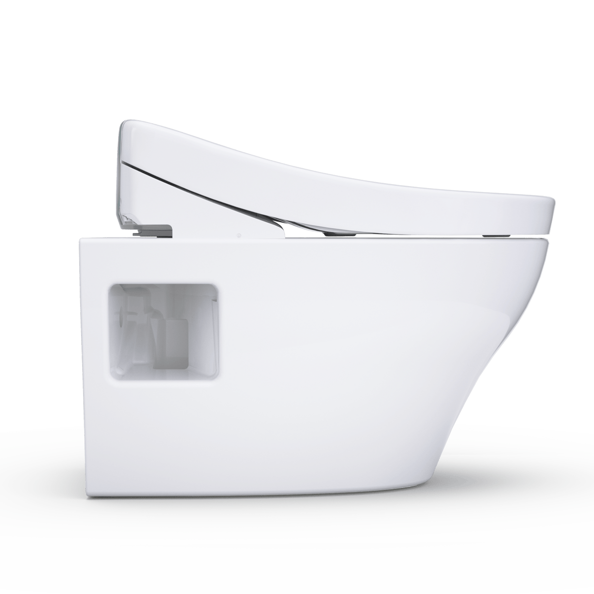 TOTO® Washlet®+ EP Wall-Hung Elongated Toilet and Washlet S5 Bidet Seat and Duofit® In-Wall 0.9 and 1.28 gpf Dual-Flush Tank System – Elongated – Matte Silver –
