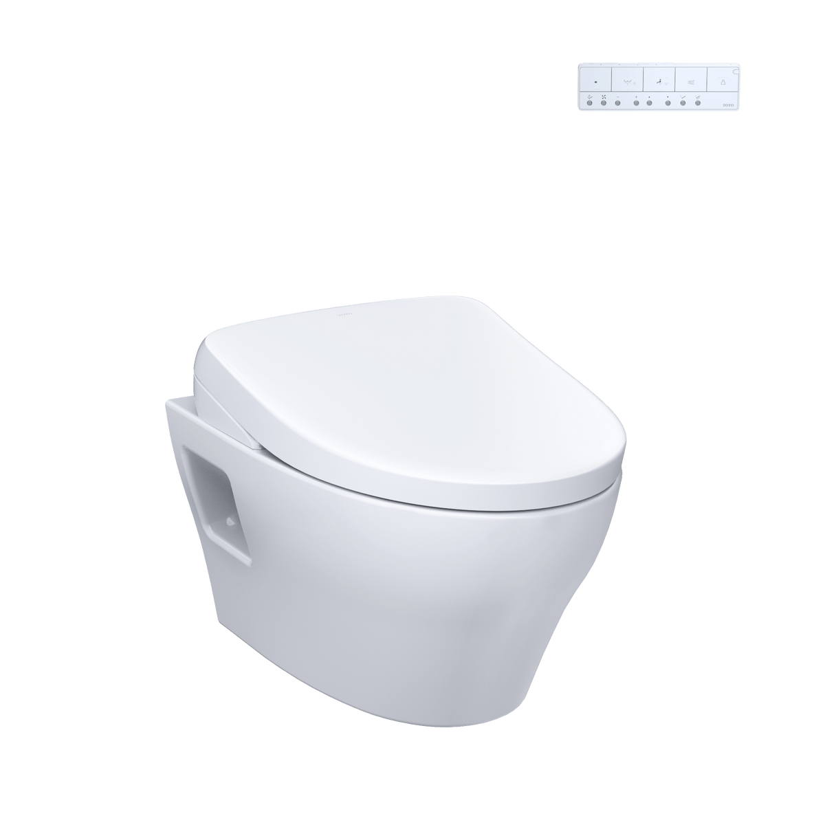 TOTO® Washlet®+ EP Wall-Hung Elongated Toilet with S7 Contemporary Bidet Seat and Duofit® In-Wall 0.9 and 1.28 gpf Dual-Flush Tank System – Elongated – Matte Silver –