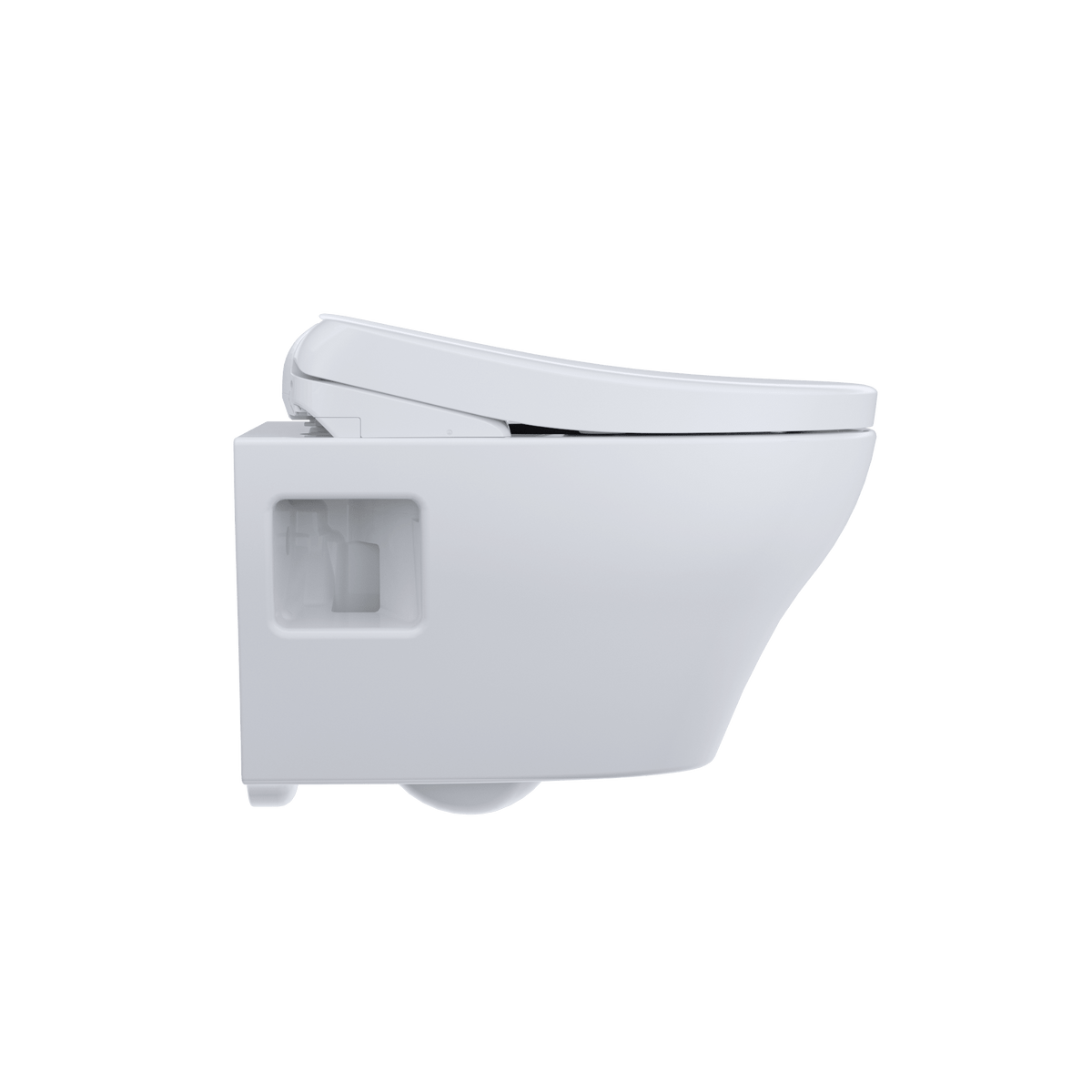 TOTO® Washlet®+ EP Wall-Hung Elongated Toilet with S7 Contemporary Bidet Seat and Duofit® In-Wall 0.9 and 1.28 gpf Dual-Flush Tank System – Elongated – Matte Silver –
