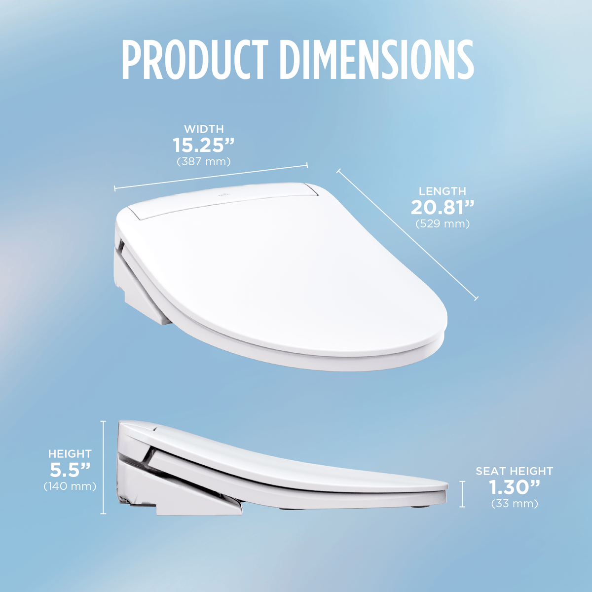 TOTO® Washlet® KS6 Electronic Bidet Toilet Seat with Instantaneous Water Heating – Elongated – Cotton White –