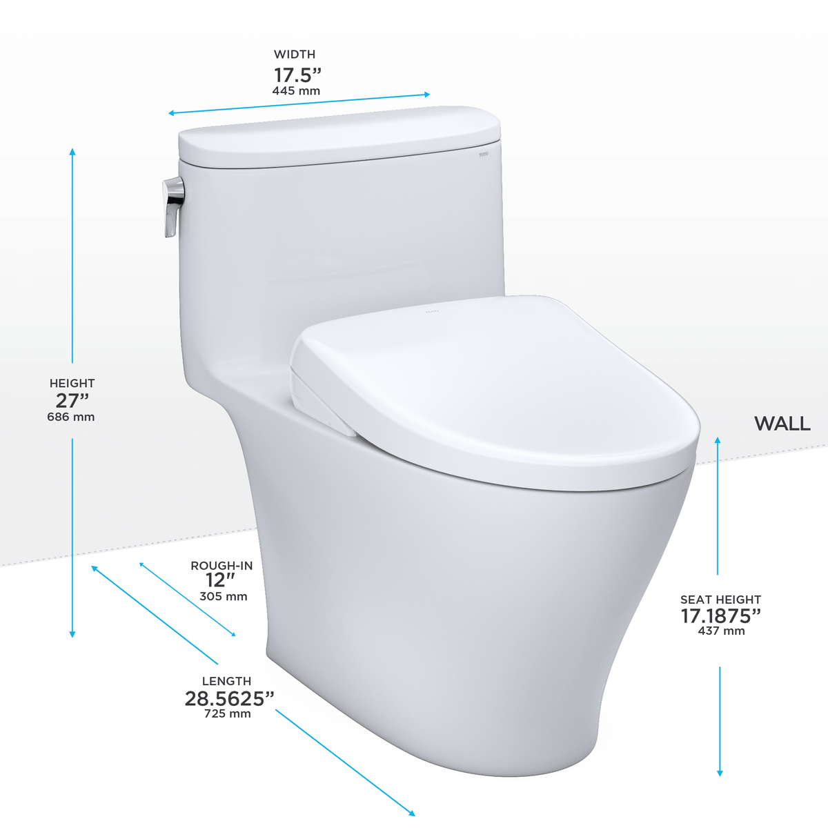 TOTO® Washlet®+ Nexus® 1G® One-Piece Elongated 1.0 gpf Toilet with Auto Flush S7 Contemporary Bidet Seat – Elongated – Cotton White –