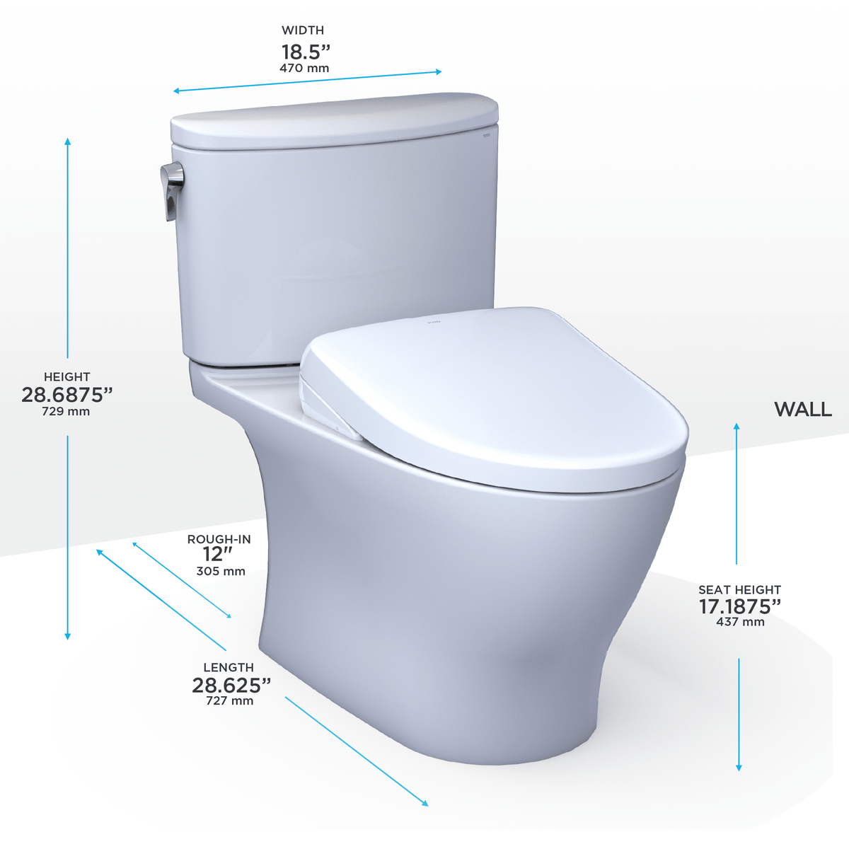 TOTO® Washlet®+ Nexus® 1G® Two-Piece Elongated 1.0 gpf Toilet with S7 Contemporary Bidet Seat – Elongated – Cotton White –