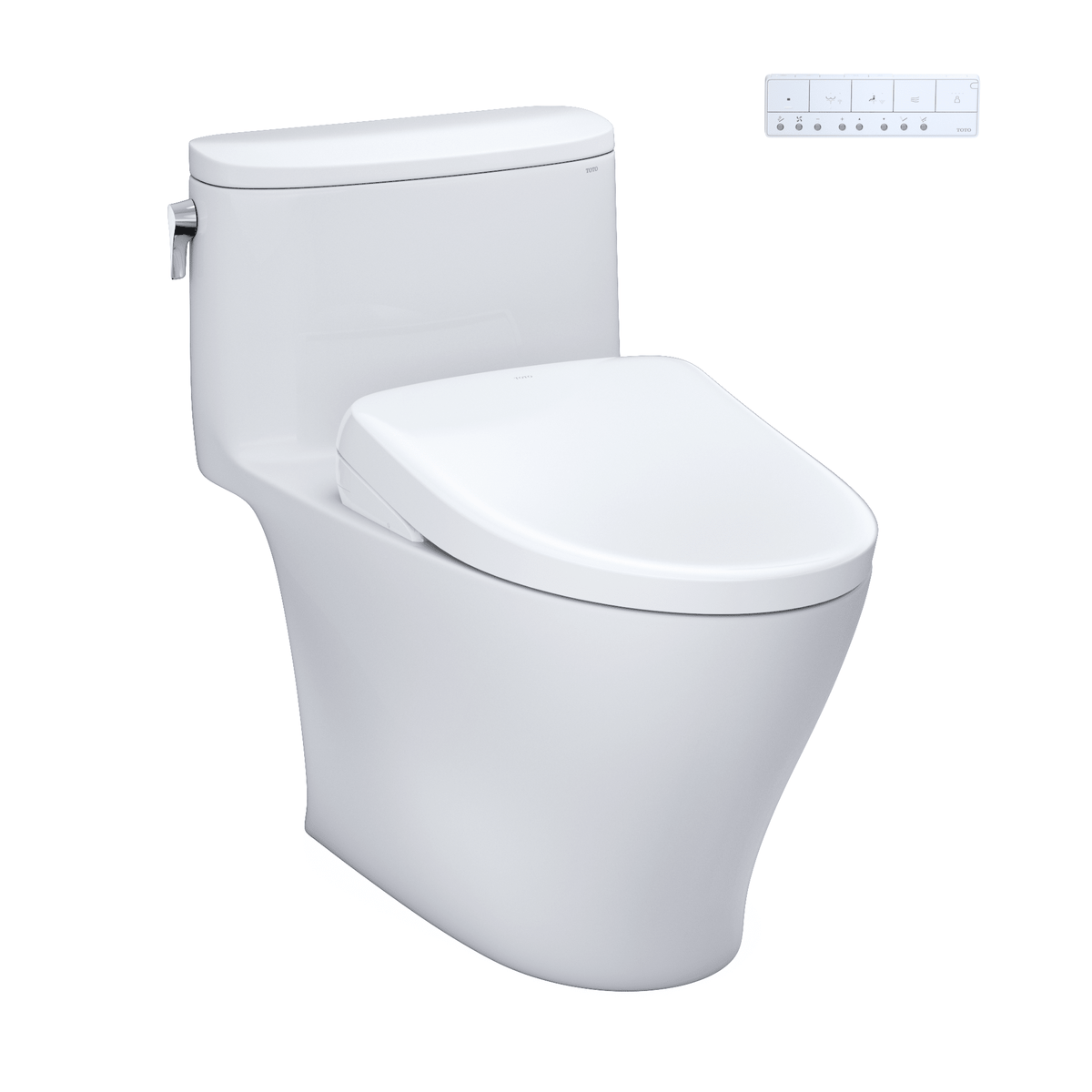 TOTO® Washlet®+ Nexus® One-Piece Elongated 1.28 gpf Toilet with Auto Flush S7A Contemporary Bidet Seat – Elongated – Cotton White –