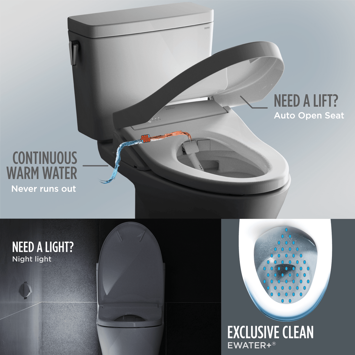 TOTO® Washlet®+ Nexus® Two-Piece Elongated 1.28 gpf Toilet with Auto Flush S7A Contemporary Bidet Seat – Elongated – Cotton White –