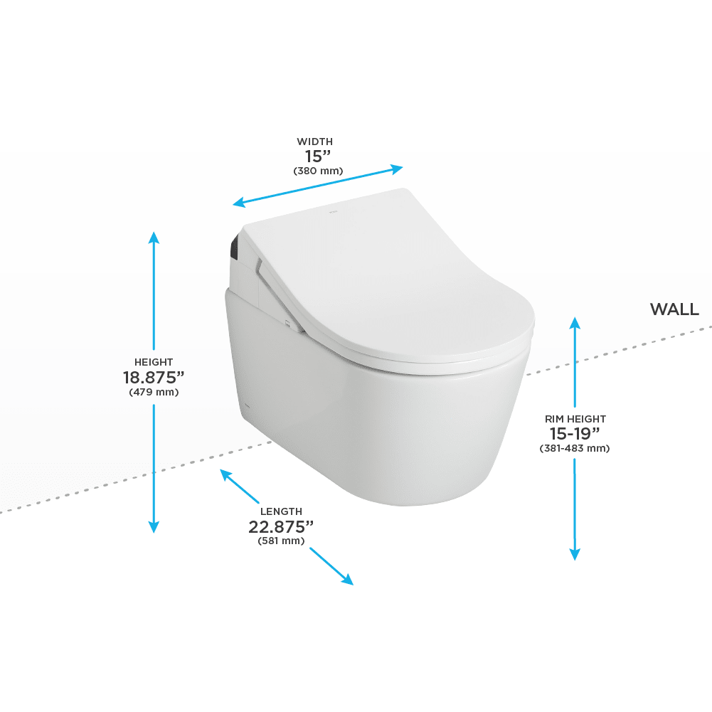TOTO® Washlet®+ RP Wall-Hung D-Shape Toilet with RX Bidet Seat and Duofit® In-Wall 1.28 and 0.9 gpf Dual-Flush Tank System – Elongated – Matte Silver –