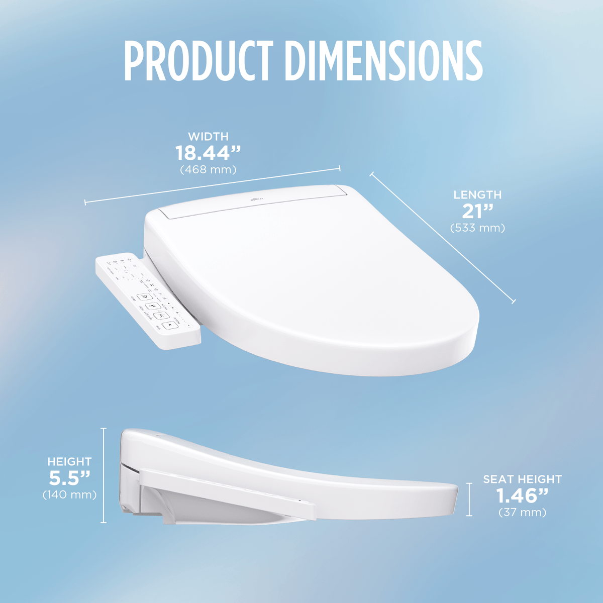 TOTO® Washlet® S2 Electronic Bidet Toilet Seat with Instantaneous Water Heating – Elongated – Cotton White –