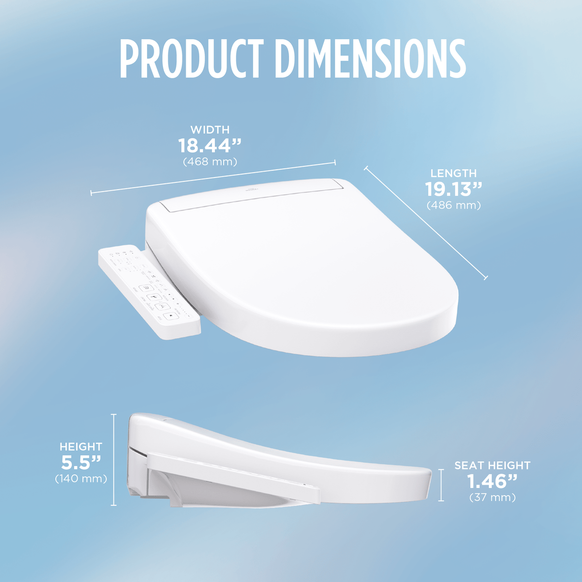TOTO® Washlet® S2 Electronic Bidet Toilet Seat with Instantaneous Water Heating – Round – Cotton White –