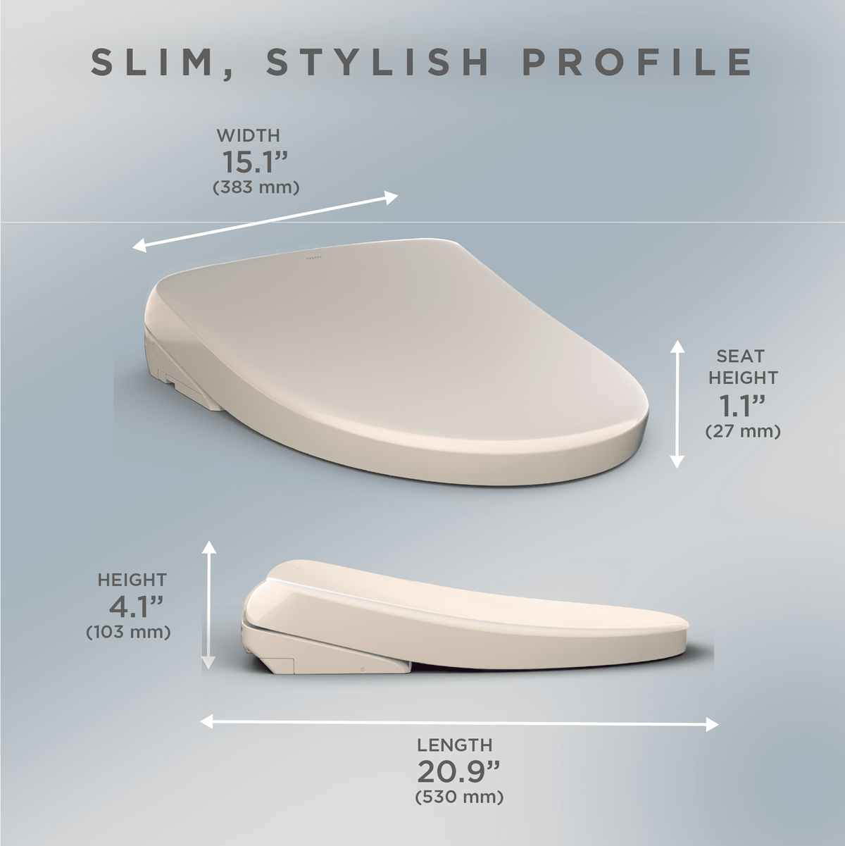 TOTO® Washlet® S7 Electronic Bidet Toilet Seat with Ewater+® Bowl and Wand Cleaning – Elongated – Contemporary – Sedona Beige