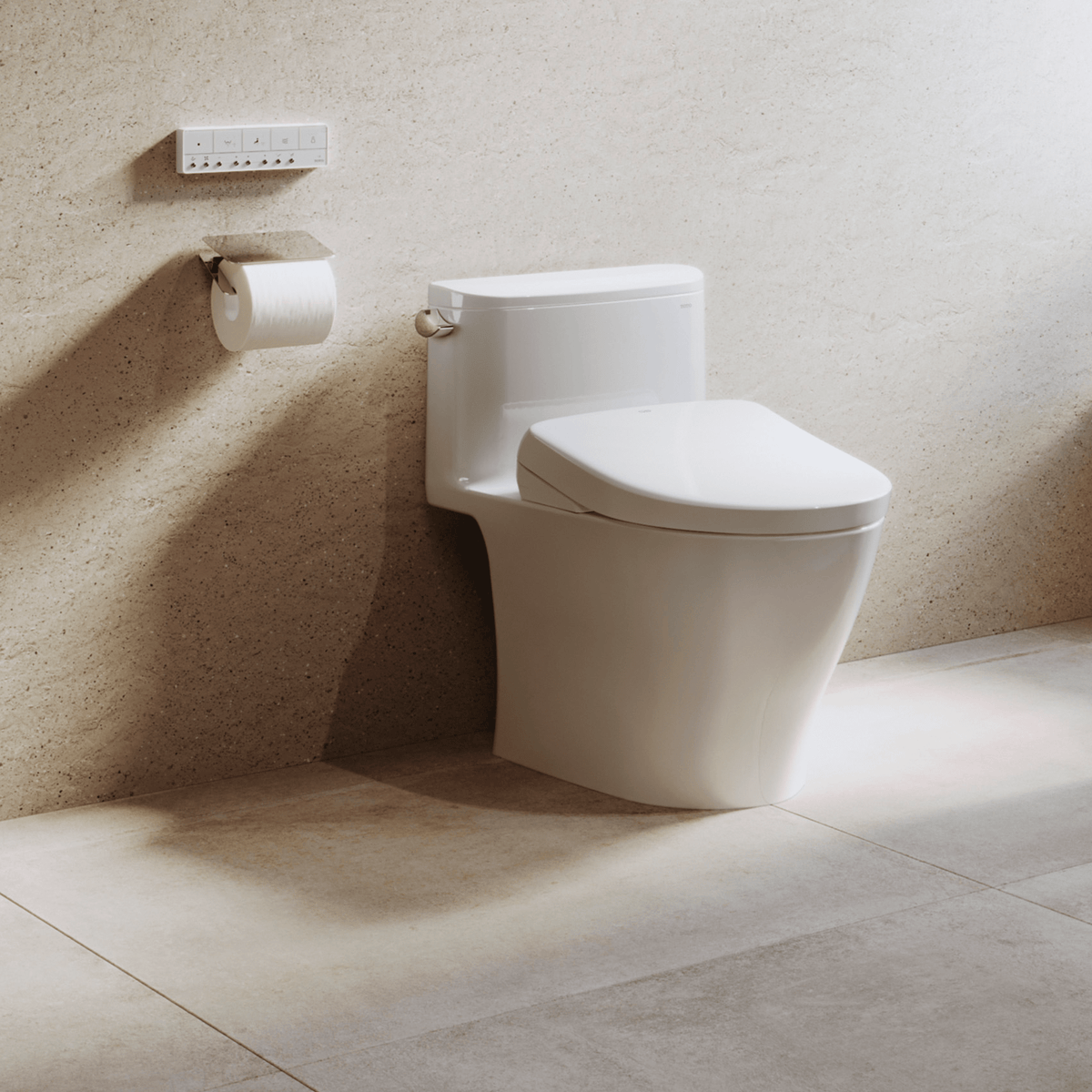 TOTO® Washlet® S7 Electronic Bidet Toilet Seat with Ewater+® Bowl and Wand Cleaning – Round – Contemporary – Cotton White